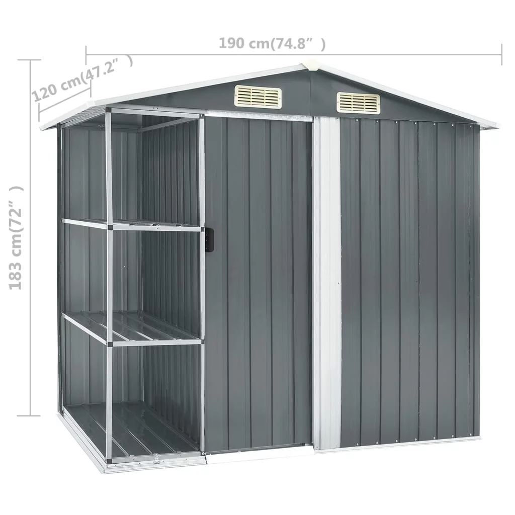 Charmma Garden Shed with Rack Gray 80.7
