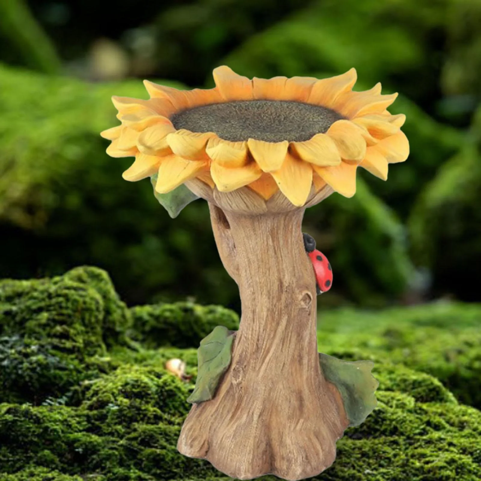 Gazechimp Garden Bird Bath Bowl Yard Backyard Sculpture Resin Statue Figurine Resin Feeder Flower 16x16x26cm