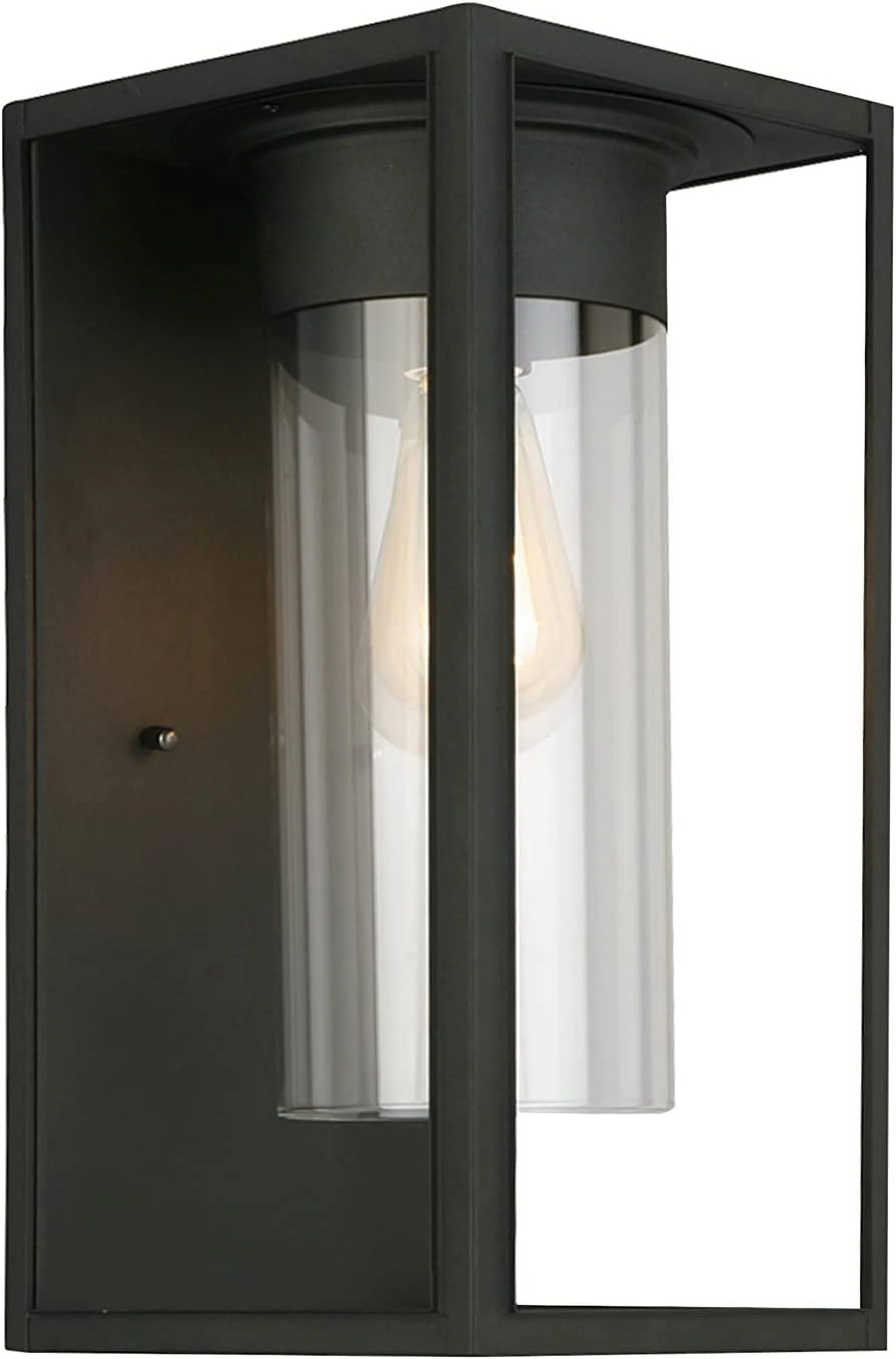 RUO Water Hill 1-Light Outdoor Wall Sconce Modern Dimmable LED Waterproof Indoor/Outdoor Wall Lantern with Clear Glass, Black,Matte Black