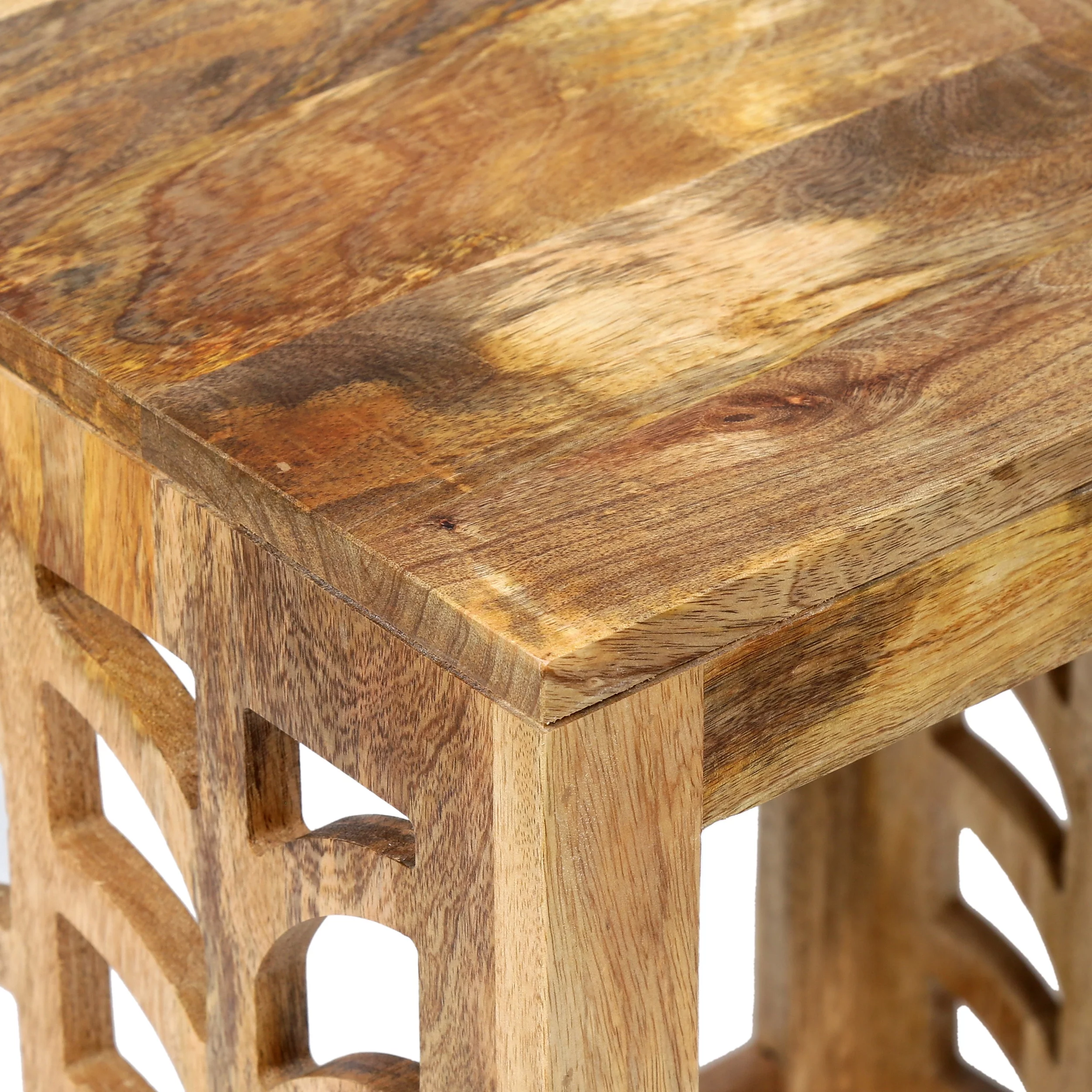 Noble House Maya Bay Mango Wood Nesting Tables, Natural