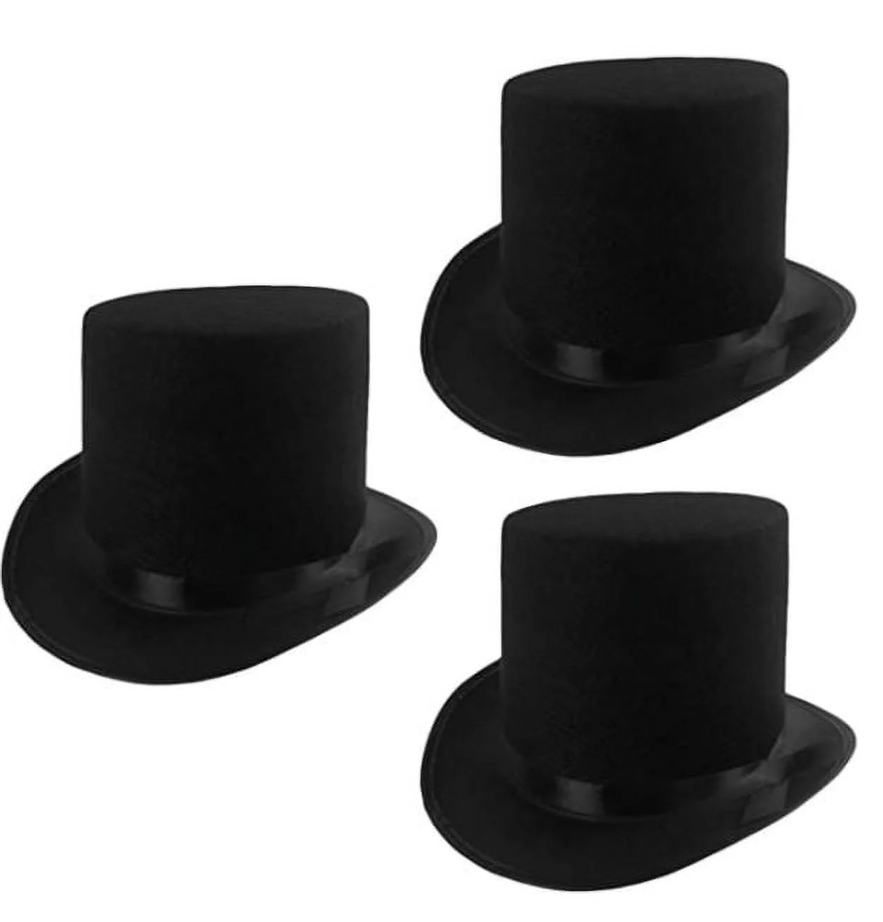 Funny Party Hats Black Top Hat - Victorian Hat for Men - Felt Tuxedo Costume Hat - Coachman Hat - Dress Up Hat (3 pack)