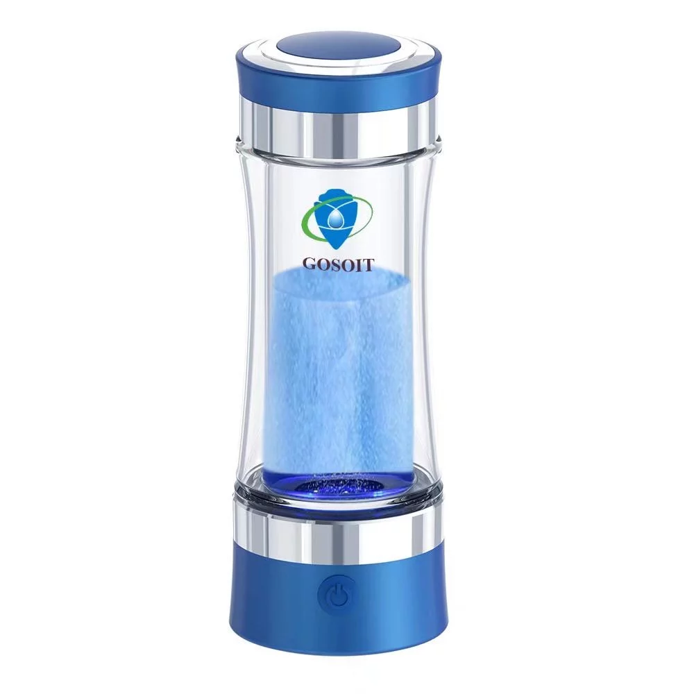 GOSOIT Hydrogen Water Bottle Hydrogen Water Glass Generator Blue 9.5floz