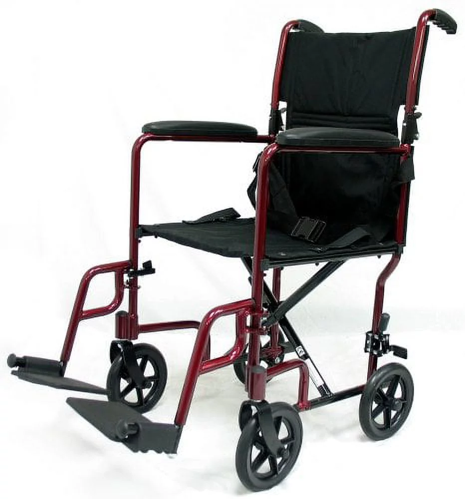 Karman Healthcare LT-2017-BD Transport Wheelchair-Burgundy