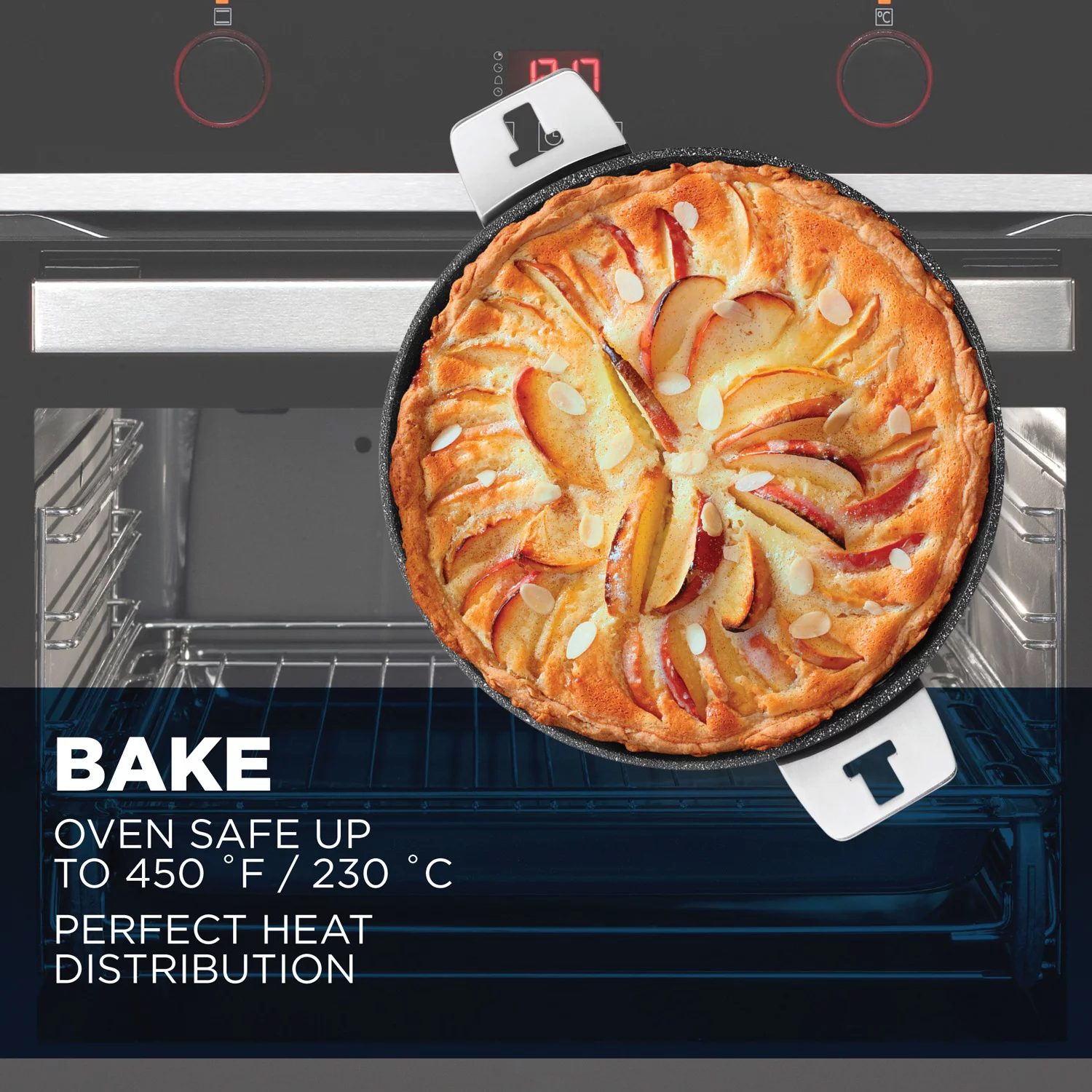 THE ROCK by Starfrit 034712-004-0000 9-Inch Fry/Cake Pan with T-Lock Detachable Handle