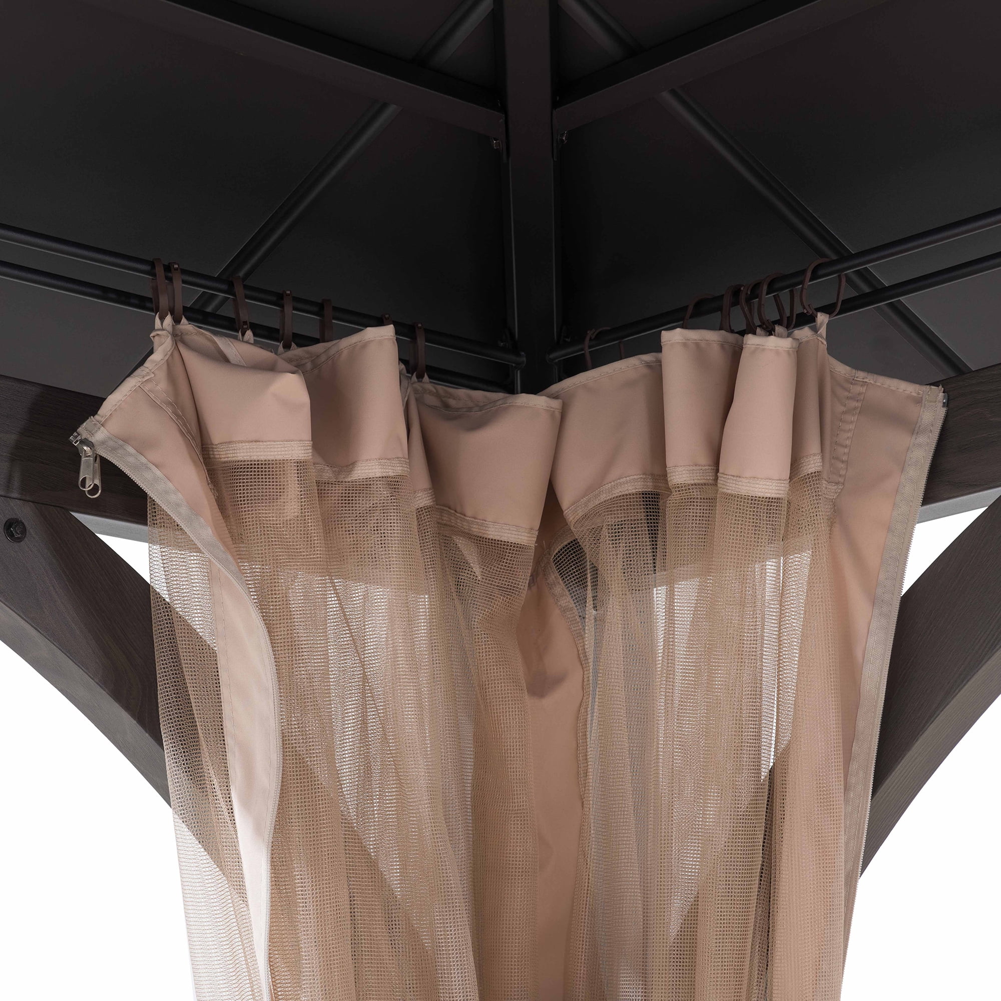 Sunjoy 13x15x10.4 Churchill Hard Top 2-Tier Metal Gazebo With Netting