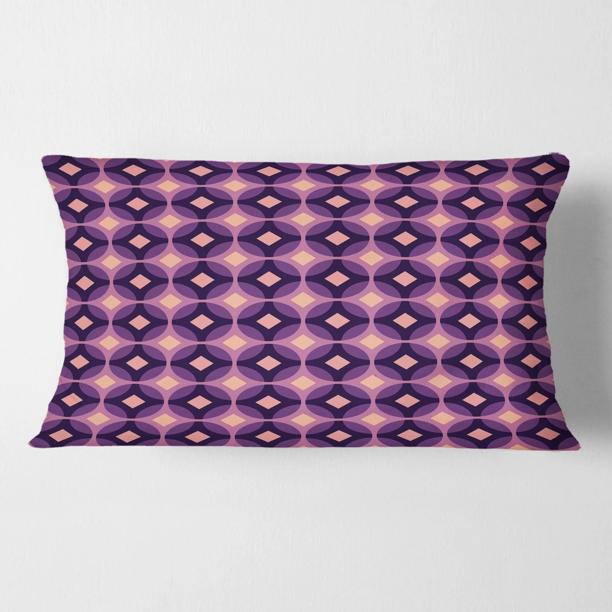 DESIGN ART Designart 'Retro Circular Purple and Yellow Pattern' Mid-Century Modern Throw Pillow 18 x 18 Medium