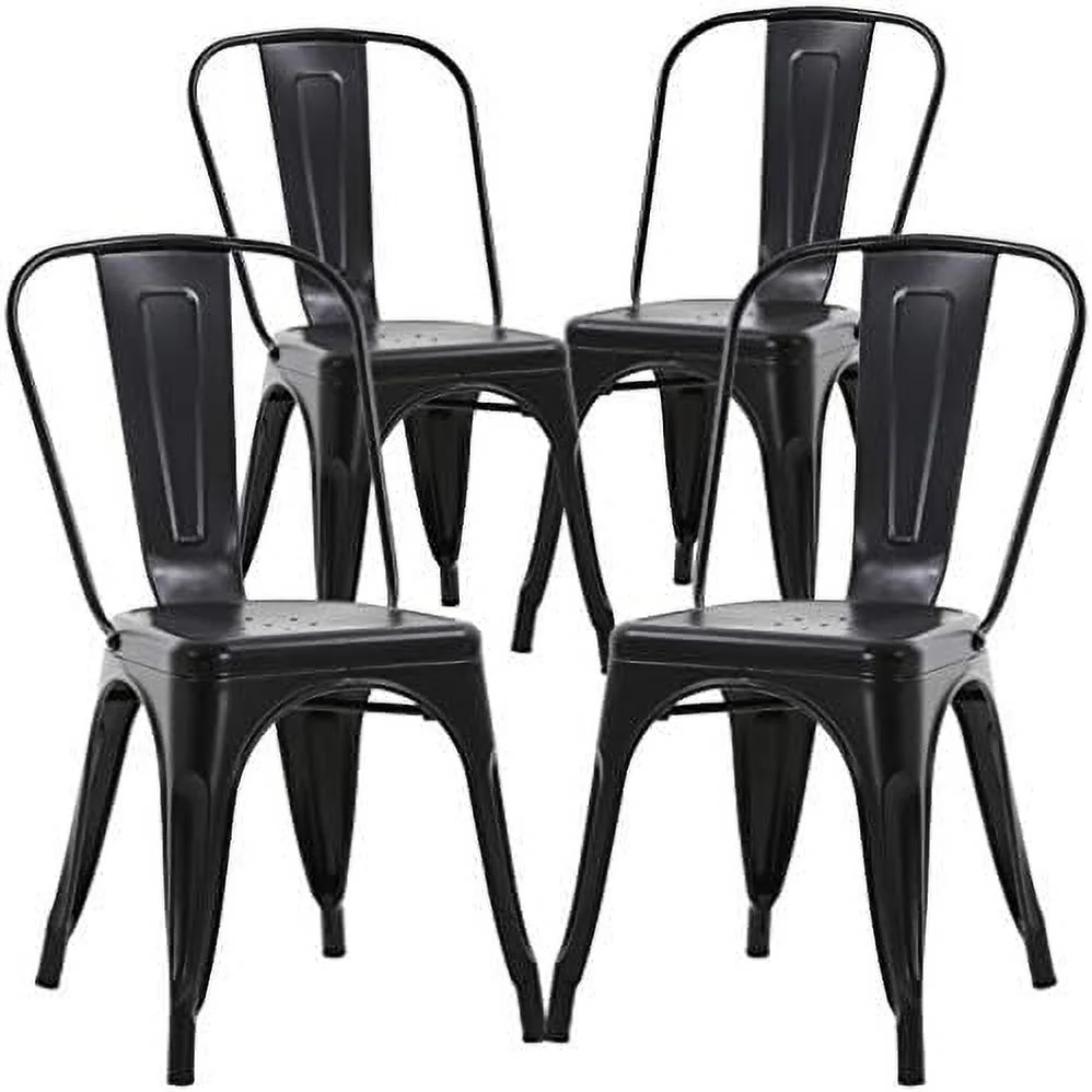 ZWNLKQG Metal Dining Chairs Indoor-Outdoor Stackable Chic Restaurant Bistro Chair Set of 4 330LBS Weight Capacity Sturdy Cafe Tolix Kitchen Farmhouse Pub Trattoria Industrial Side  Chairs