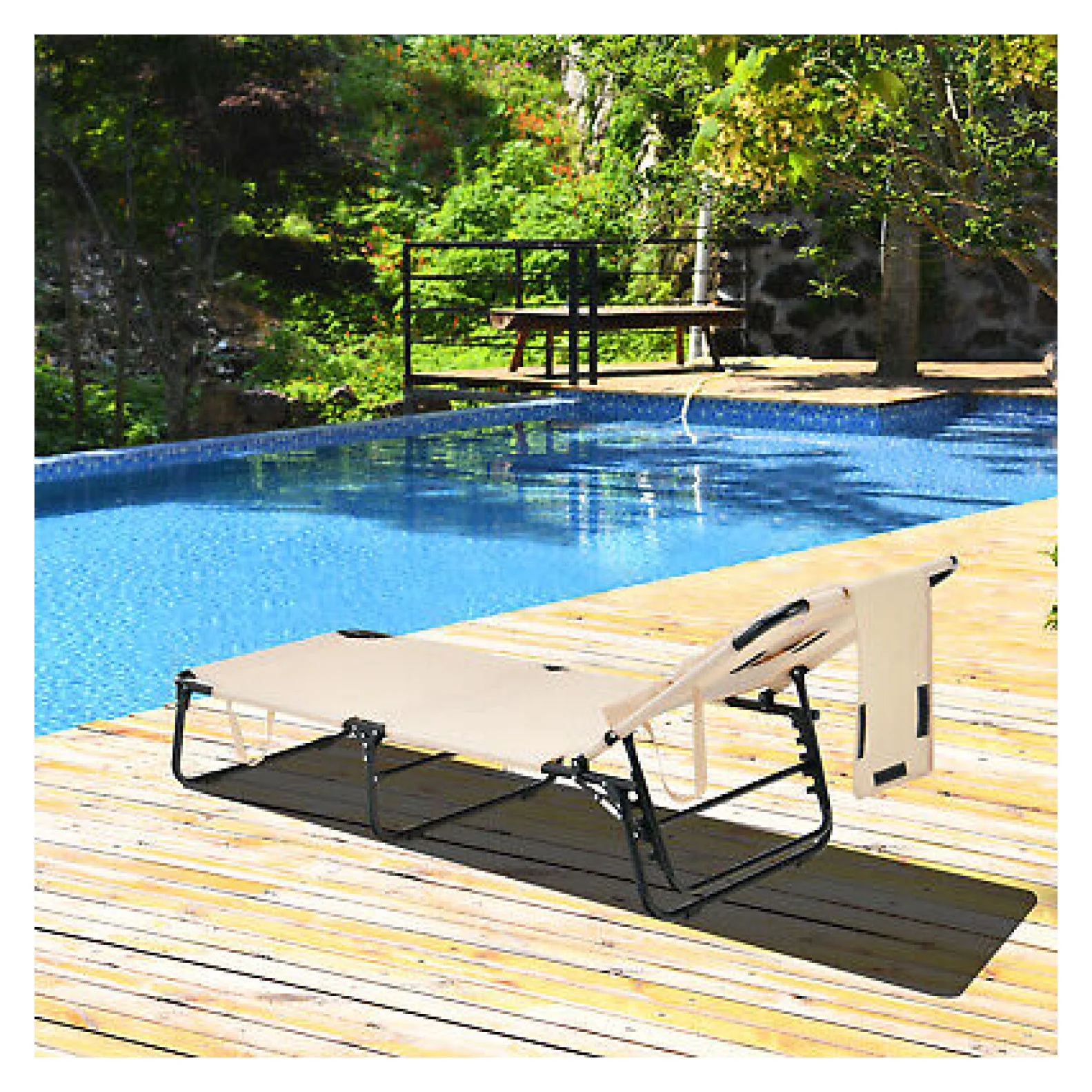 Folding Face Down Tanning Chair, Beach Lounge Chair with Face Hole