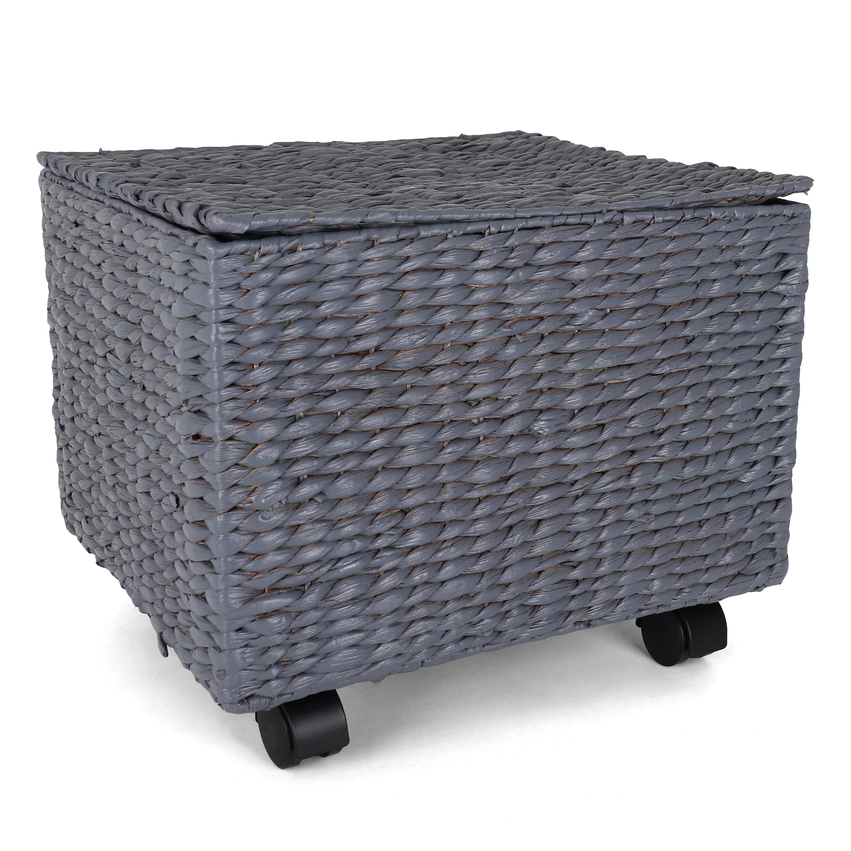 Seagrass Rolling File Cabinet - Home Filing Cabinet - Hanging File Organizer - Home and Office Wicker File Cabinet - Water Hyacinth Storage Basket for File Storage (Grey) …