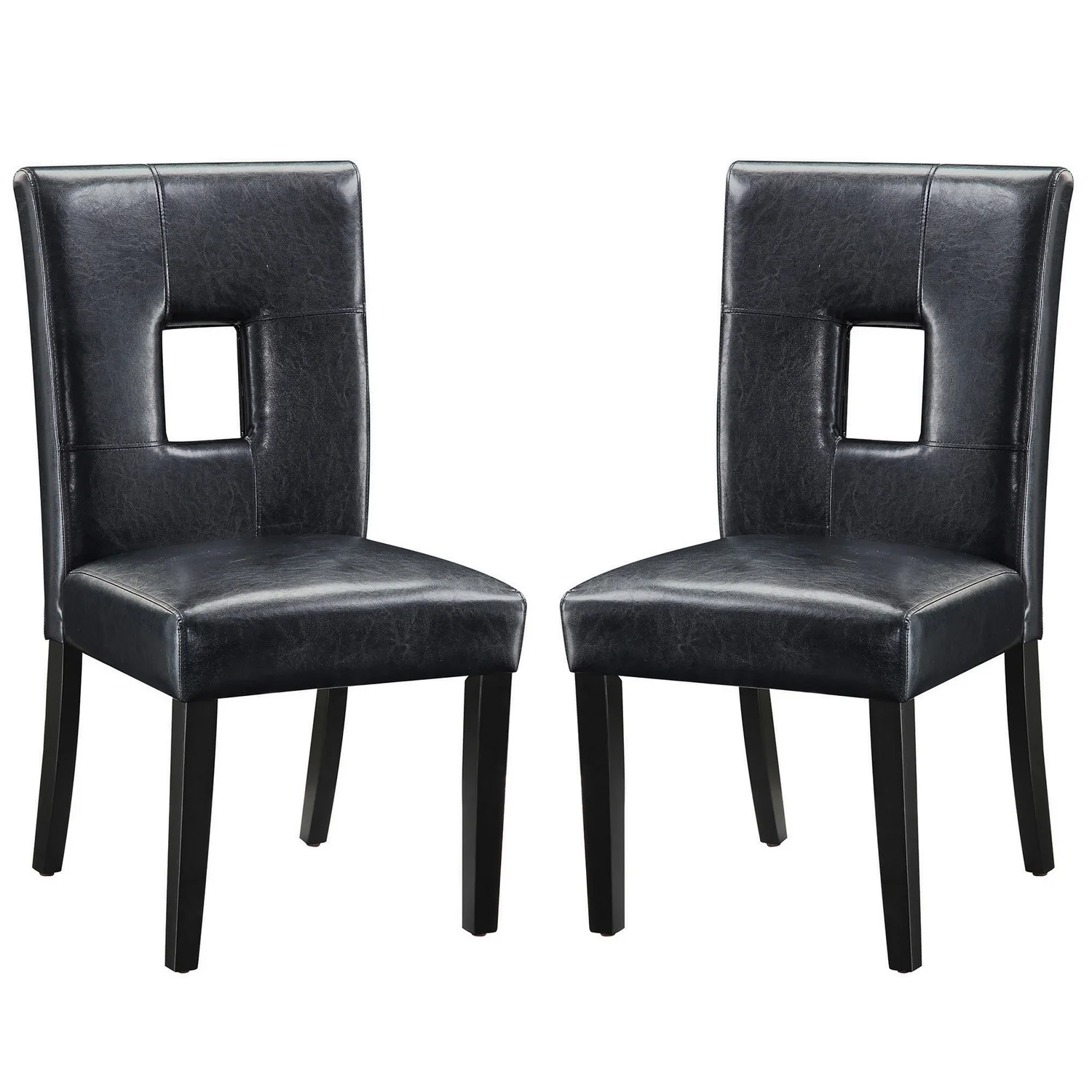 BenJara Contemporary Dining Side Chair with Upholstered Seat and Back, Black, Set of 2