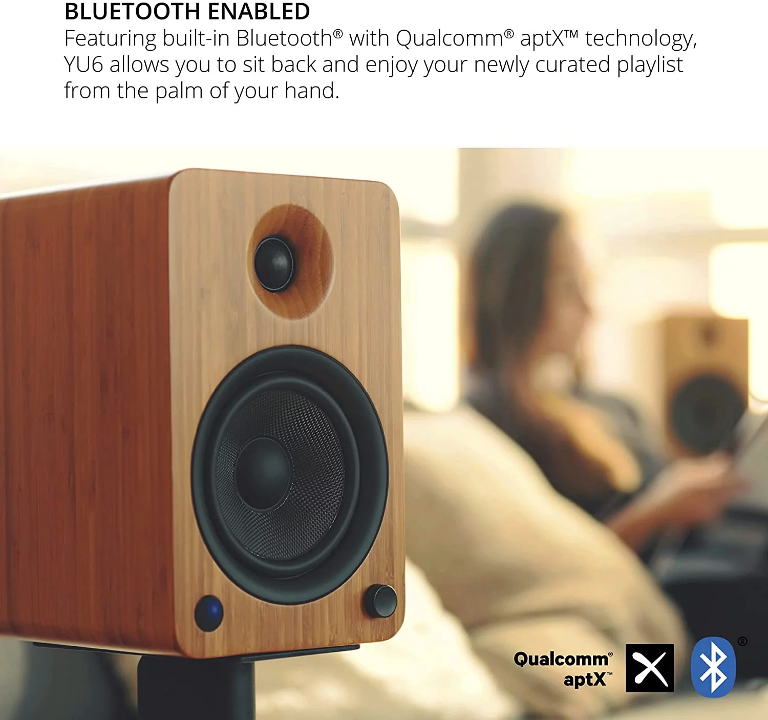 Kanto YU6MW 200W Bookshelf Speakers with Bluetooth - Matte White (Pair) with Kanto SP26PLW 26