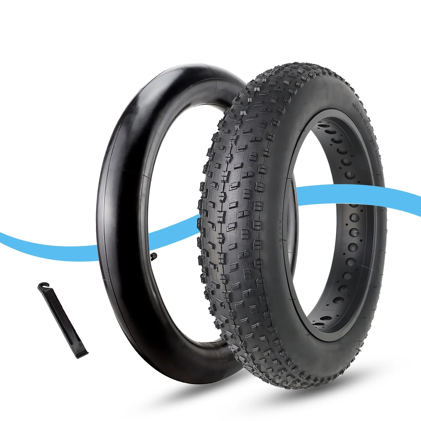 Hycline Fat Bike Tires Replacement Set: 20/26x4.0 Inch Puncture Resistant Folding Electric Bicycle Tires, All Terrain High-Density Bike Tires with Bike Tubes and Tire Levers