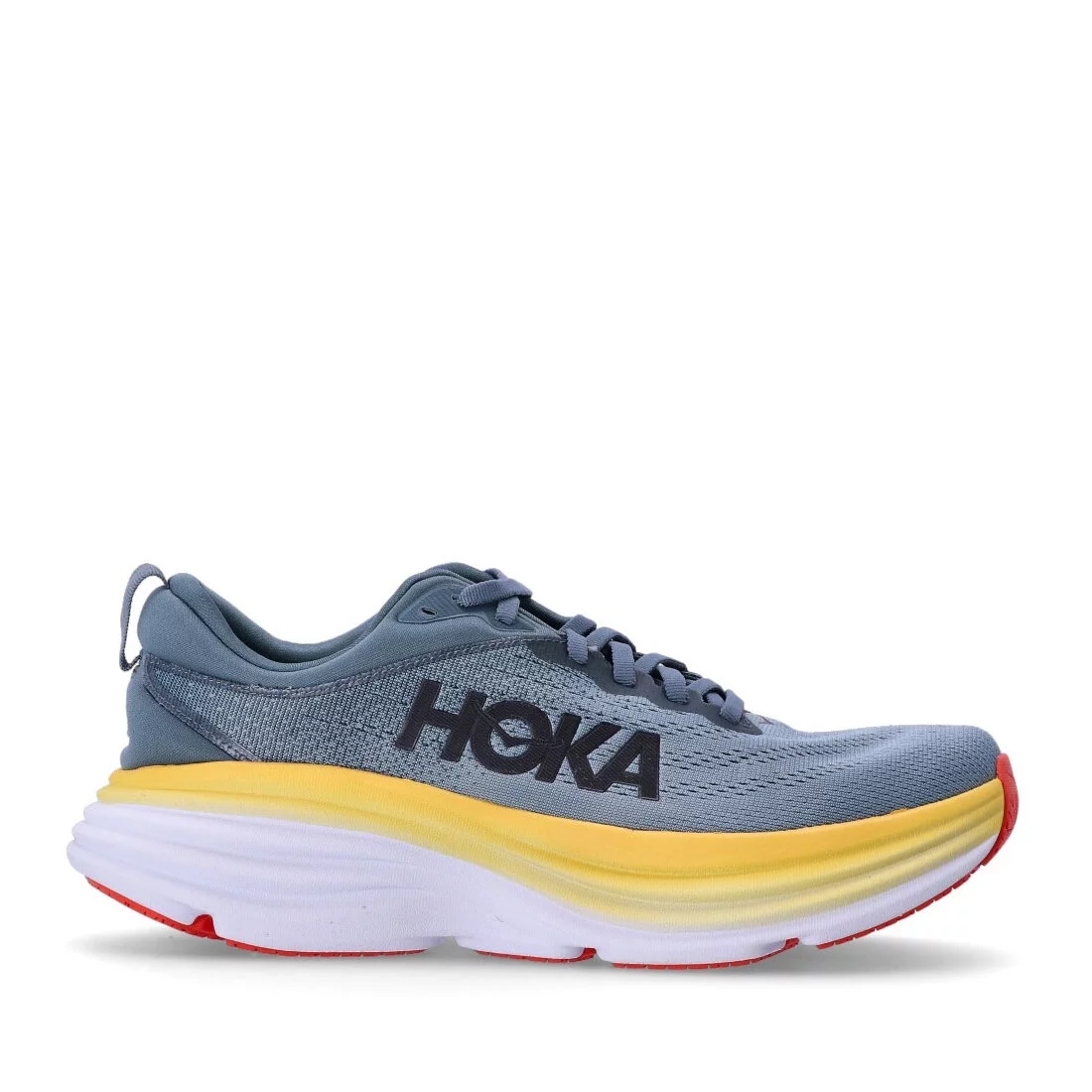 HOKA ONE ONE Bondi 8 Mens Shoes Size 13, Color: Obsidian/Yellow/White