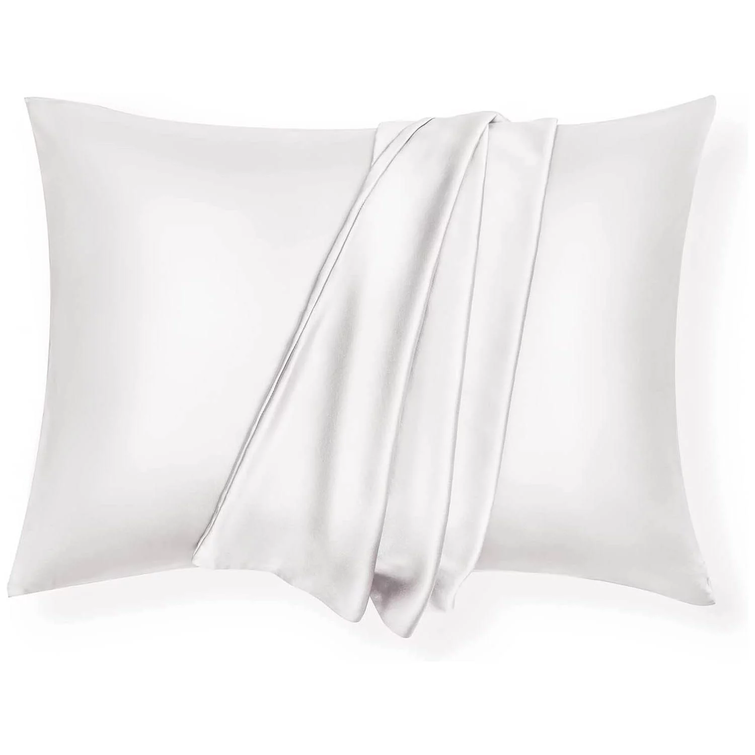 Silk Pillowcase with Zipper, Both Sides 19 Momme Natural Mulberry Silk Pillow Cover for Hair & Skin, 1 Pc, Standard Size