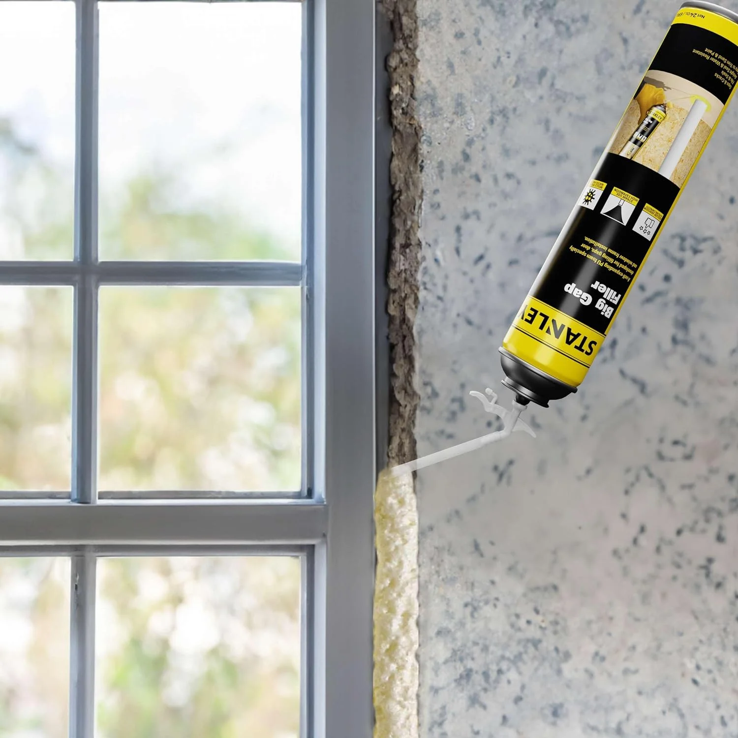 STANLEY Big Gap Filler - Gaps & Cracks Filler, Window & Door Expanding Foam Sealant, Straw Use, 24 Oz, 1 Pack