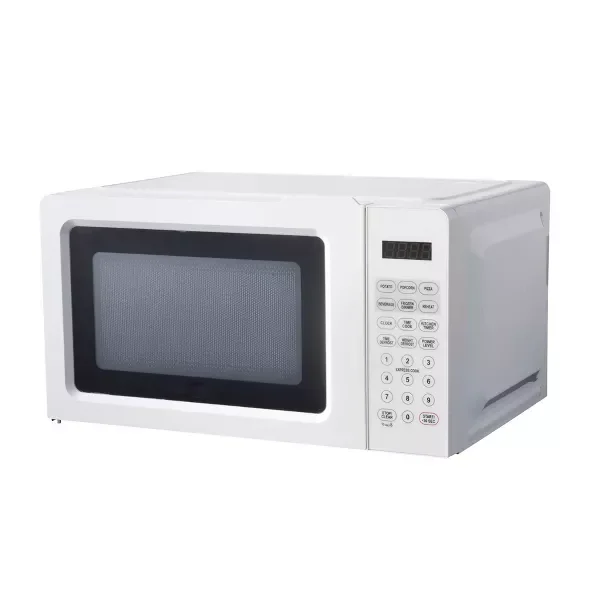 JYY 700W Countertop Microwave, 0.6 cu ft, Green LED Fisplay  - White