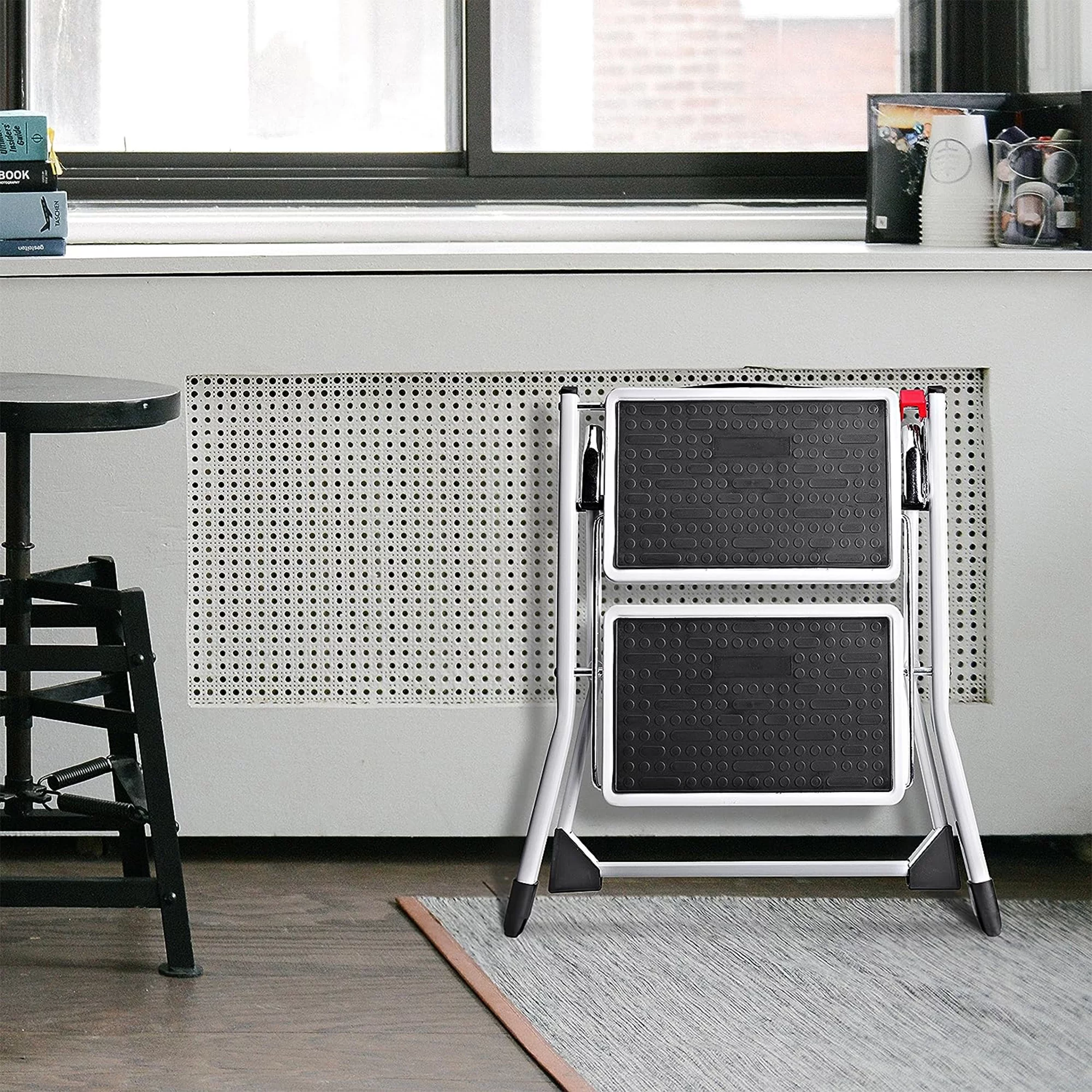 Delxo Folding 2-Step Mini Stool Stepladder w/Non-Skid Stair & Carry Handle