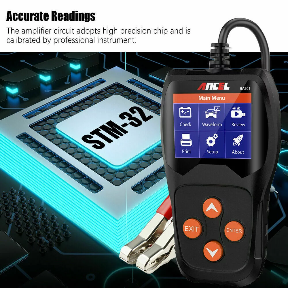 ANCEL BA201 Car 12V 100-2000 CCA Battery Load Tester Automotive Starter Cranking Charging System Digital Analyzer Auto Bad Cell Test Tool - Red