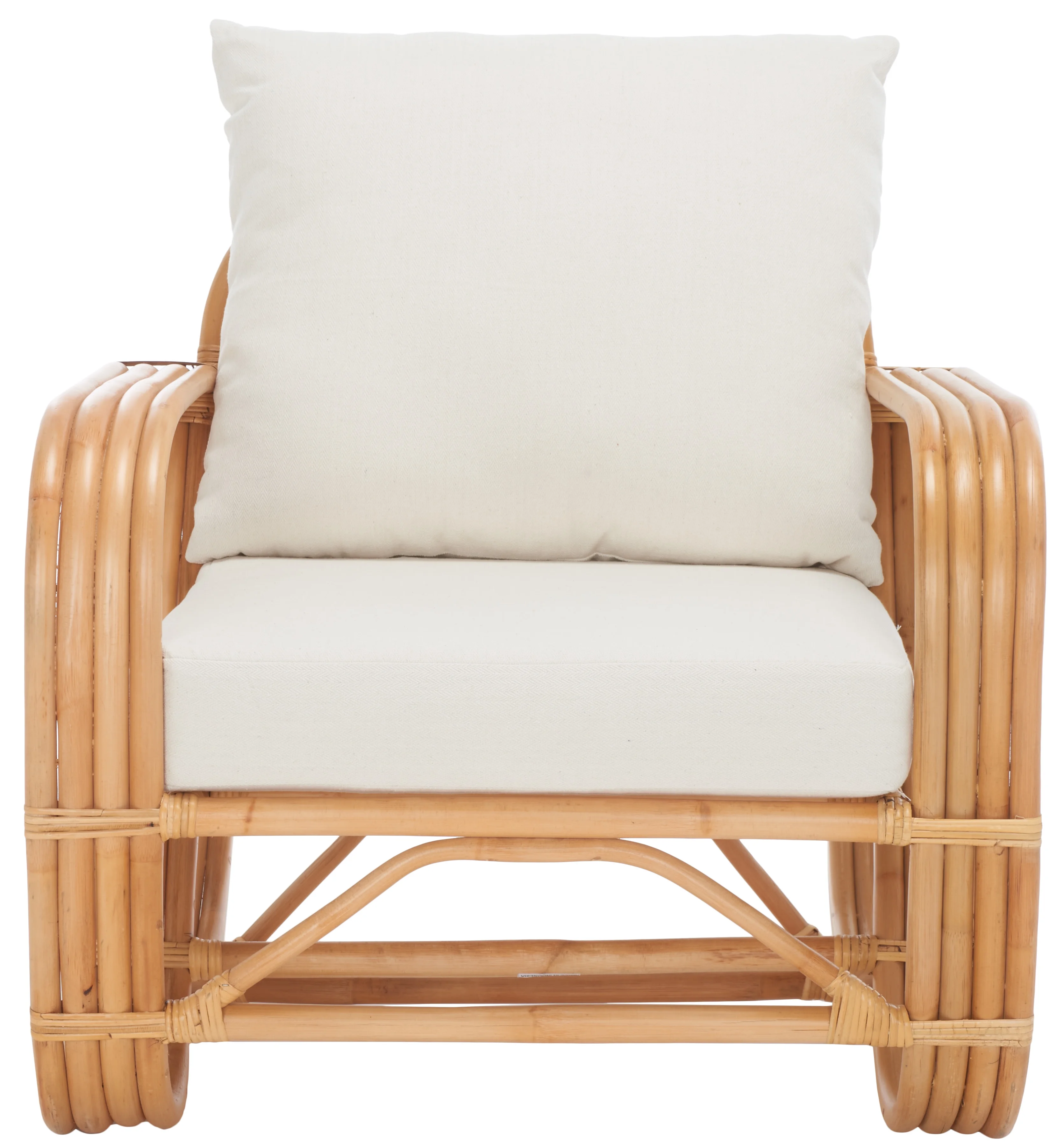 SAFAVIEH Beia Accent Chairs with Cushion, Natural/White (30.3 in. W x 32.7 in. D x 29.1 in. H)