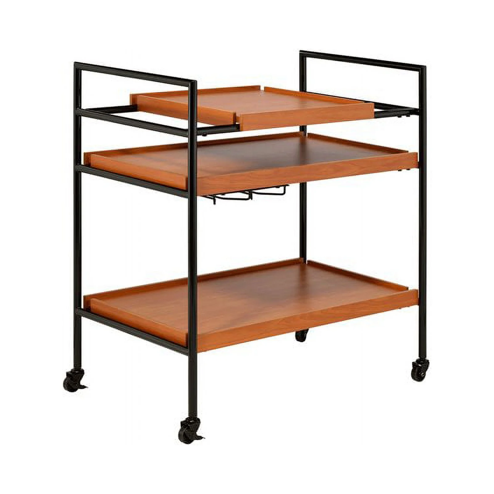 Bowery Hill Contemporary Serving Cart in Honey Oak & Black