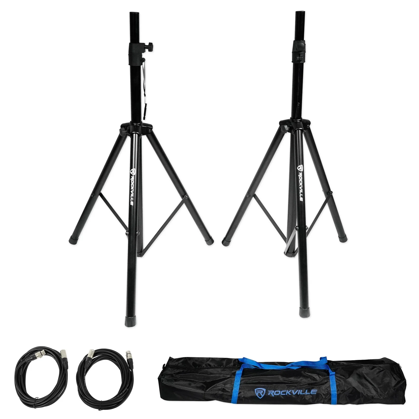 (2) Mackie SRT212 12” 1600 Watt Powered DJ PA Speakers+Stands+Sub+Headphones+Mic