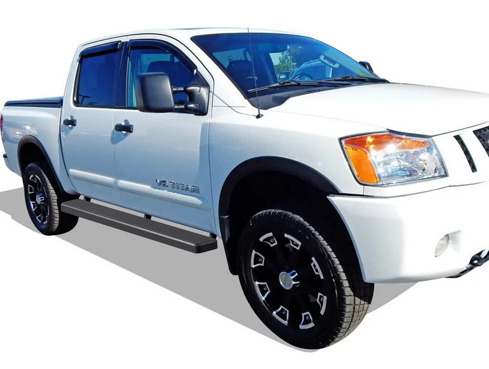 APS iBoard Running Boards 6-inch Matte Black Compatible with Nissan Titan 2004-2023 Crew Cab (Excludes 2016 Models) & Titan XD 16-23 Stainless Steel (Nerf Bars Side Steps Side Bars)
