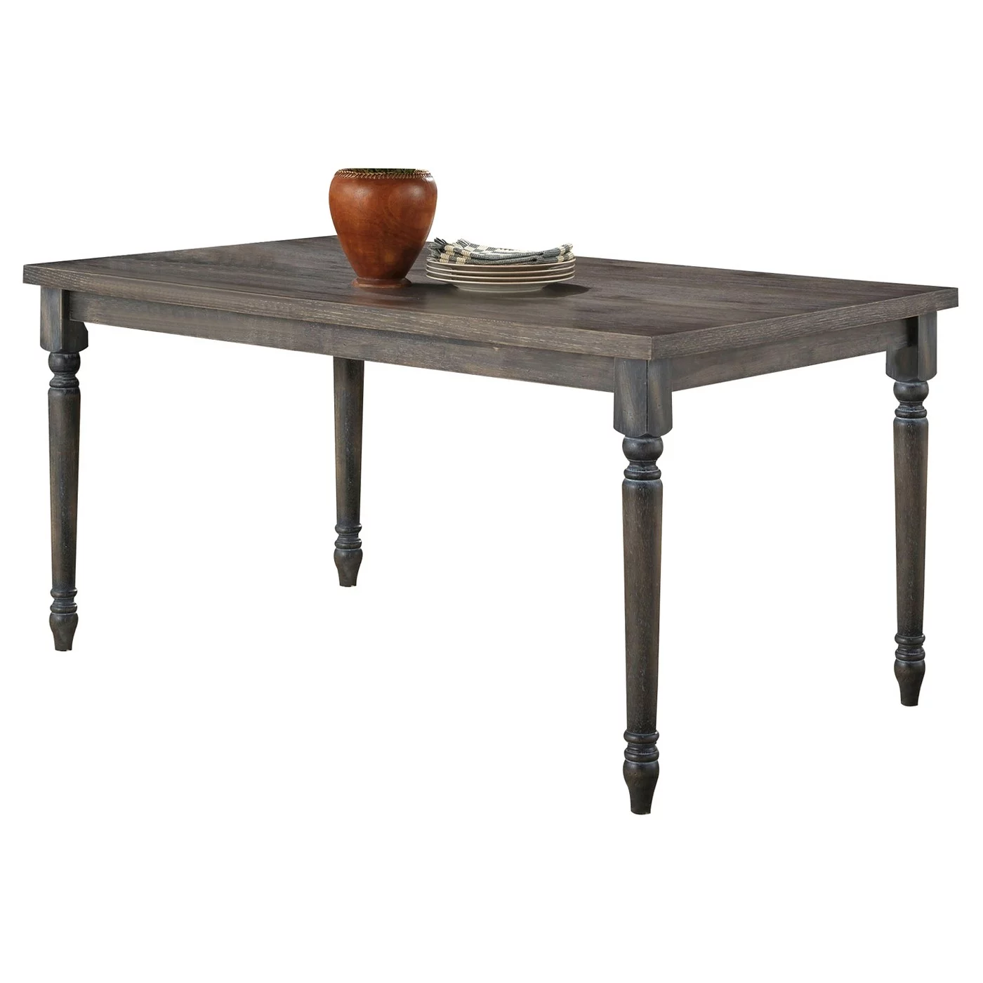 ACME Wallace Rectangular Wood Top Dining Table in Weathered Gray