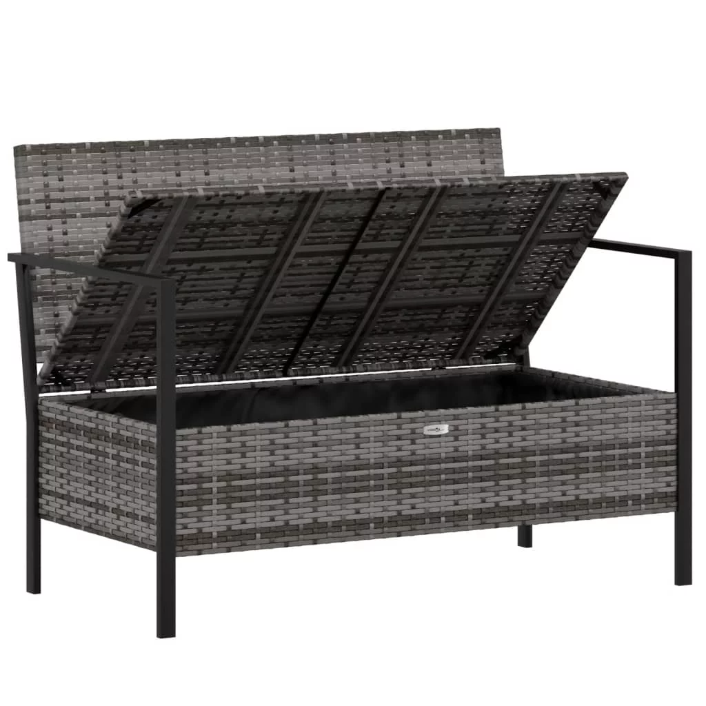 Aibecy 2-Seater Patio Bench with Cushions Gray Poly Rattan