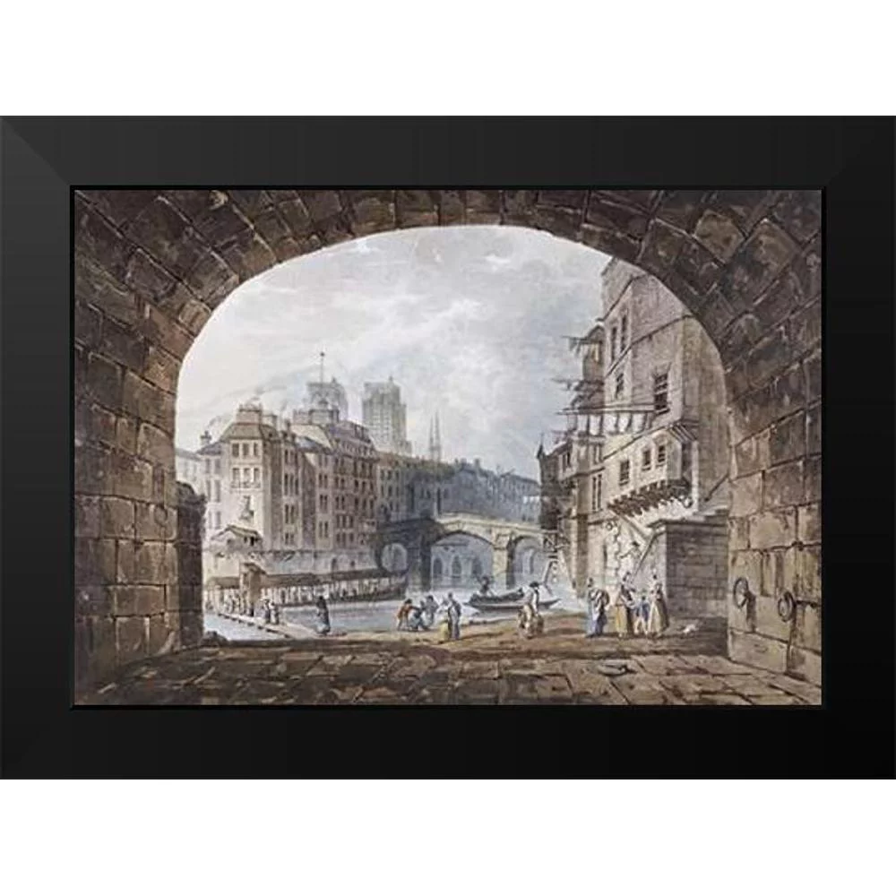 Hill, I. 14x11 Black Modern Framed Museum Art Print Titled - From Under The Arch of St. Michels Bridge, Paris