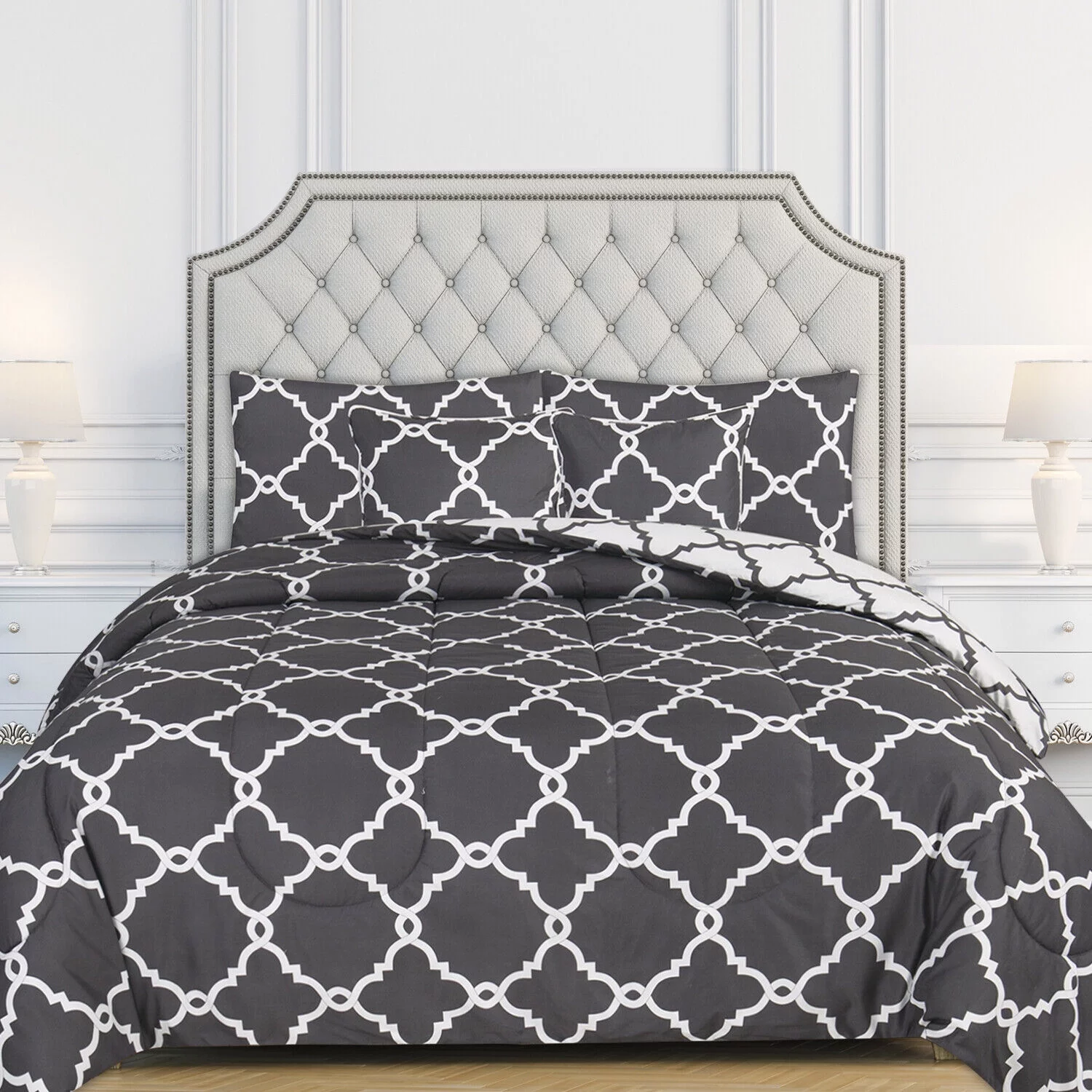 5 Piece Reversible Comforter Set Ultra Soft Duvet Insert Microfiber Comforters