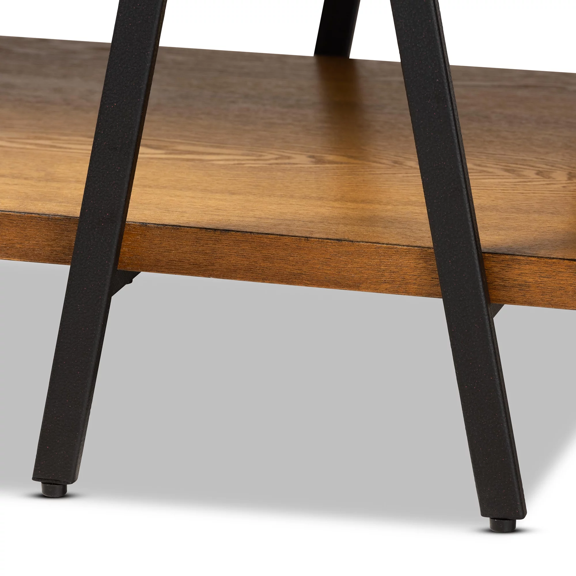 Baxton Studio Britton Industrial Wood and Metal 2 Tier Console Table, Walnut/Black