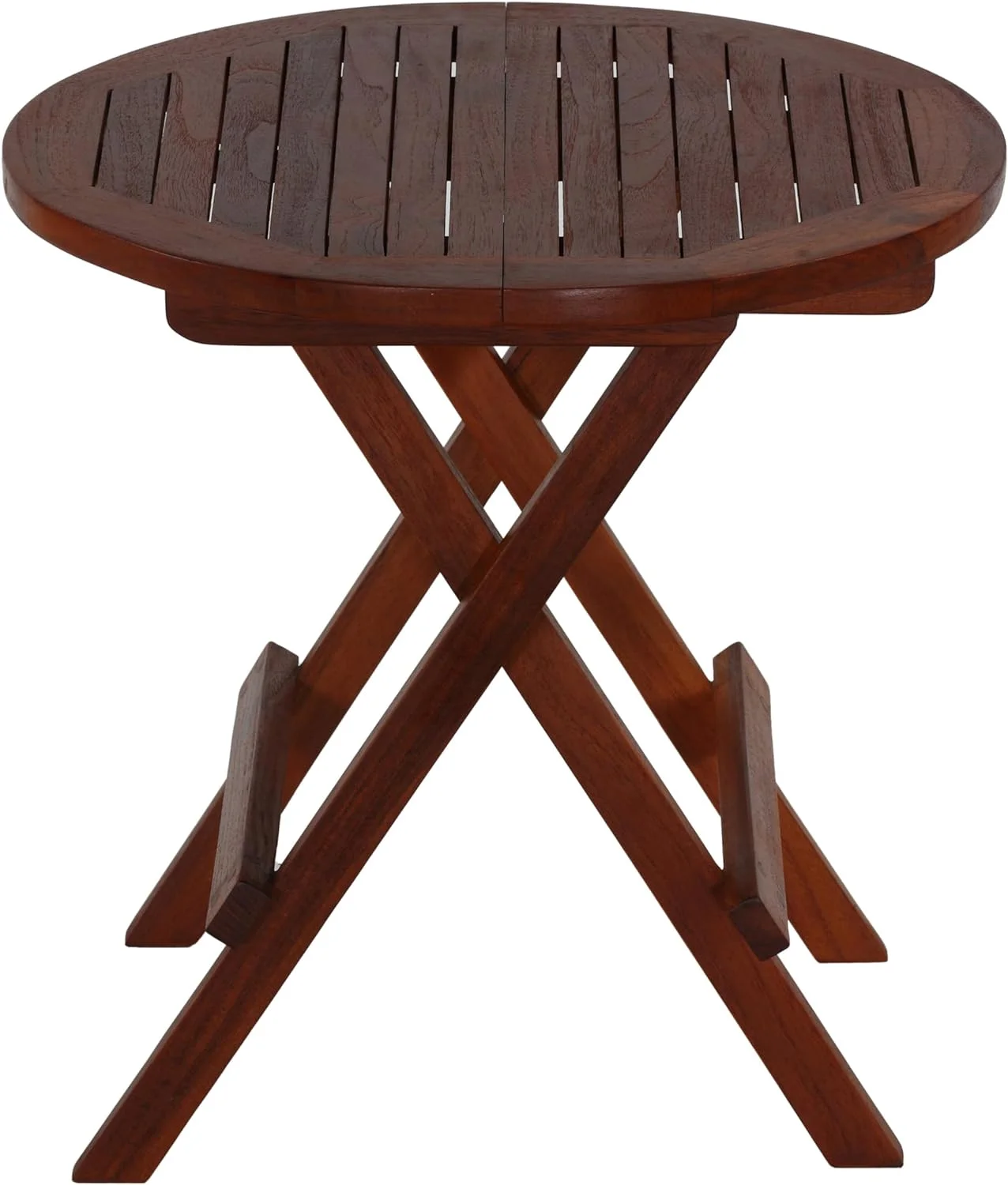 Karlyn Round Folding End Table In Teak Wood, 20