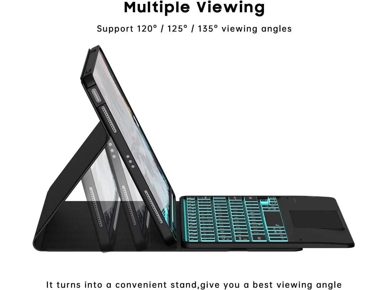 Backlit Touch Case with Keyboard for iPad 10th Generation 10.9 inch 2022 Multi-Touch Trackpad - Detachable Wireless Keyboard Cover with Pencil Holder