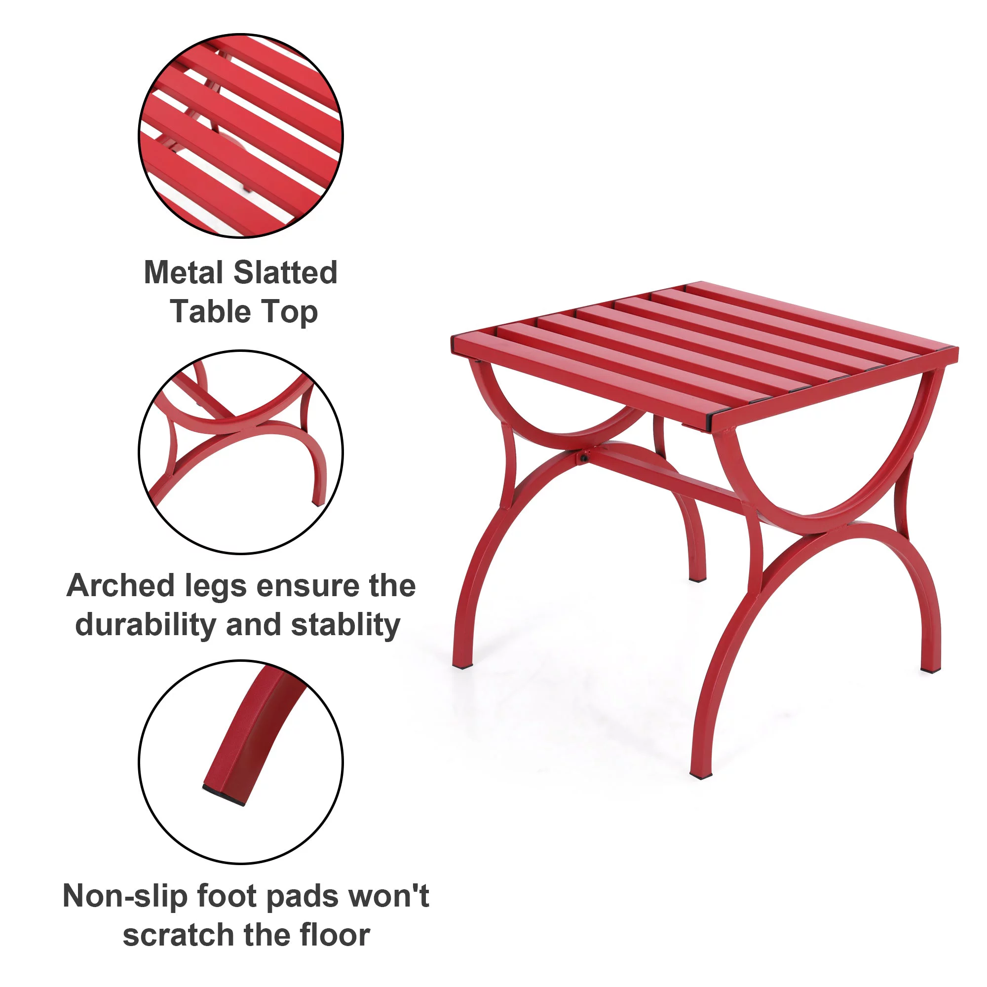 Sophia & William Patio Bistro Set 2 Single Seater Chairs & 1 Patio Side Table - Red