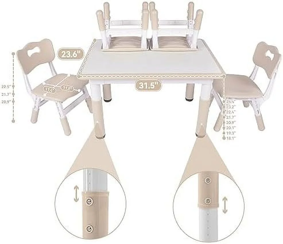CHGTYS Table and 2 Chairs Set  Height-Adjustable Toddler Table and Chair Set with Graffiti Desktop  31.5''L x 23.6''W Children Activity Table for Daycare  Classroom  Home