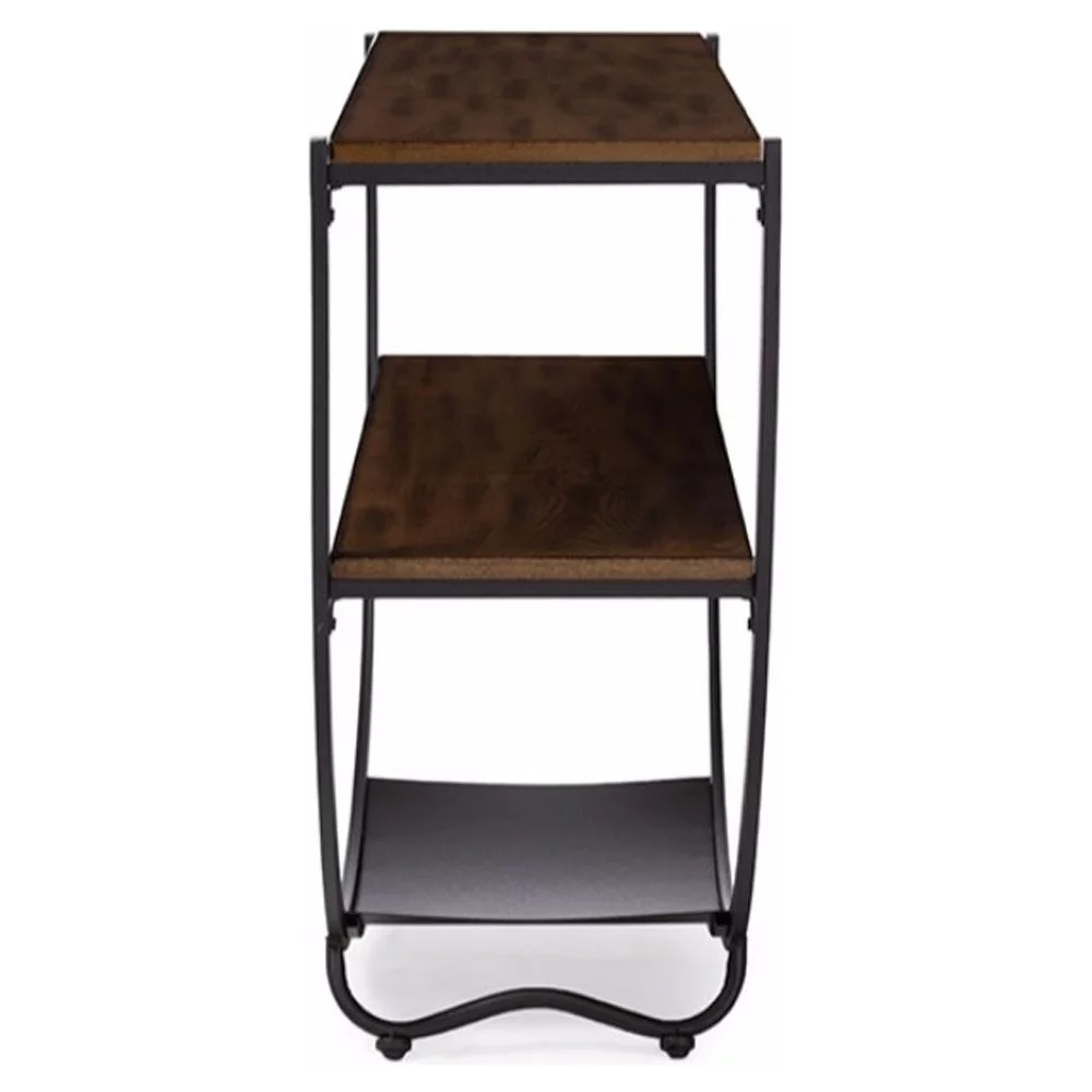 Blakes Rustic Industrial Style Black Textured Finish Metal Wood Console Table