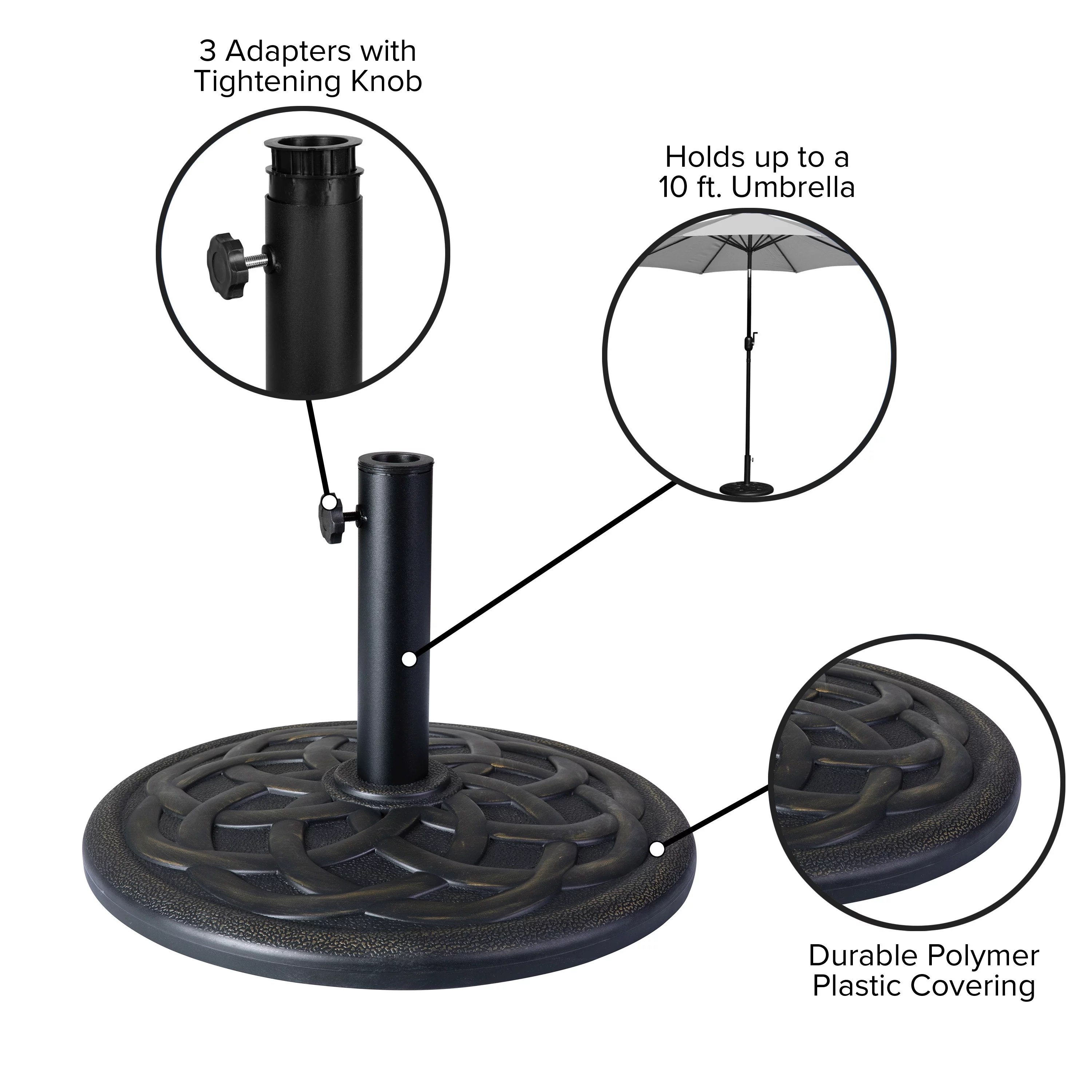 BizChair Universal Bronze Cement Patio Umbrella Base with Weatherproof Plastic Polymer Coating - 19.25