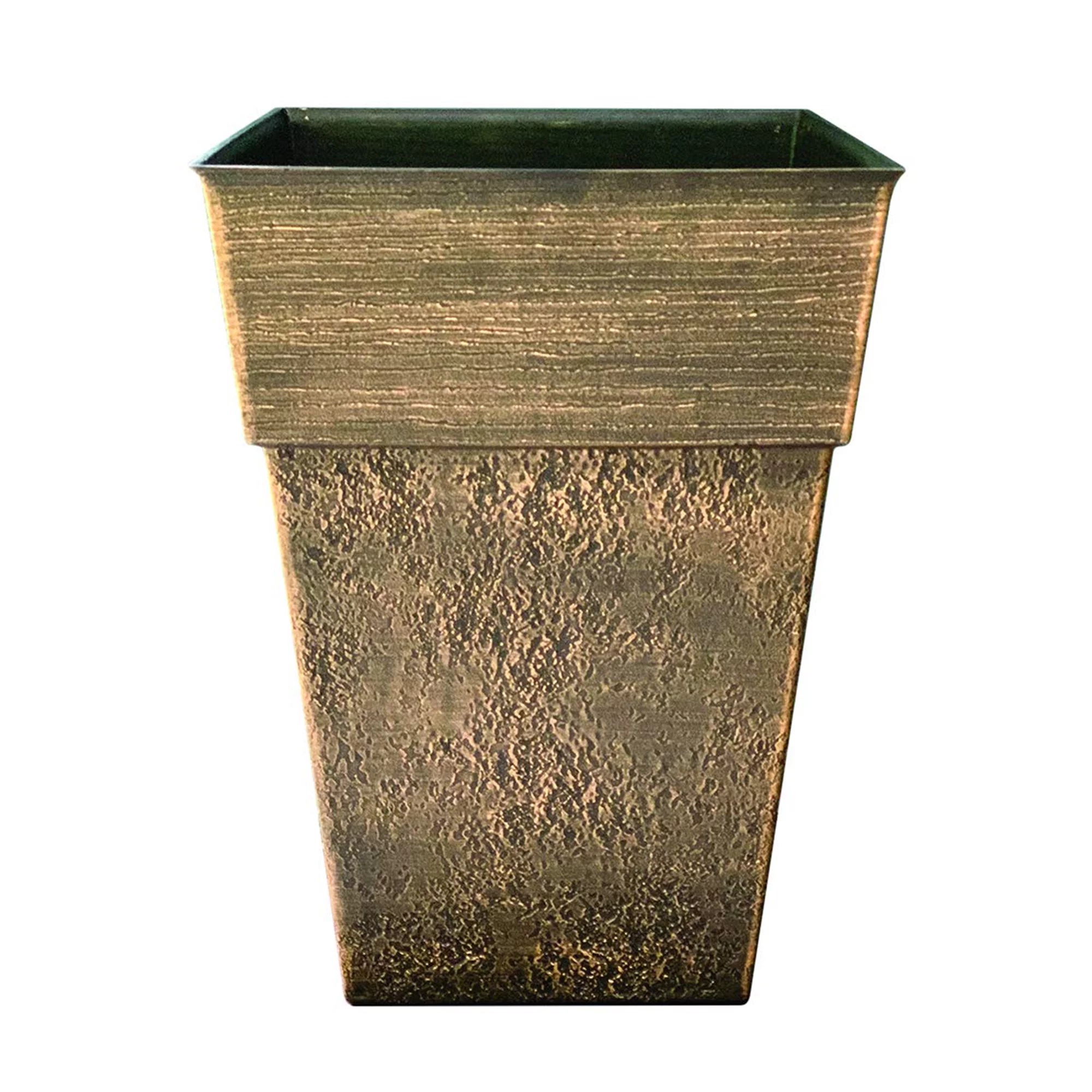 The HC Companies Avino 13 Inch Square Resin Planter Pot, Celtic Bronze