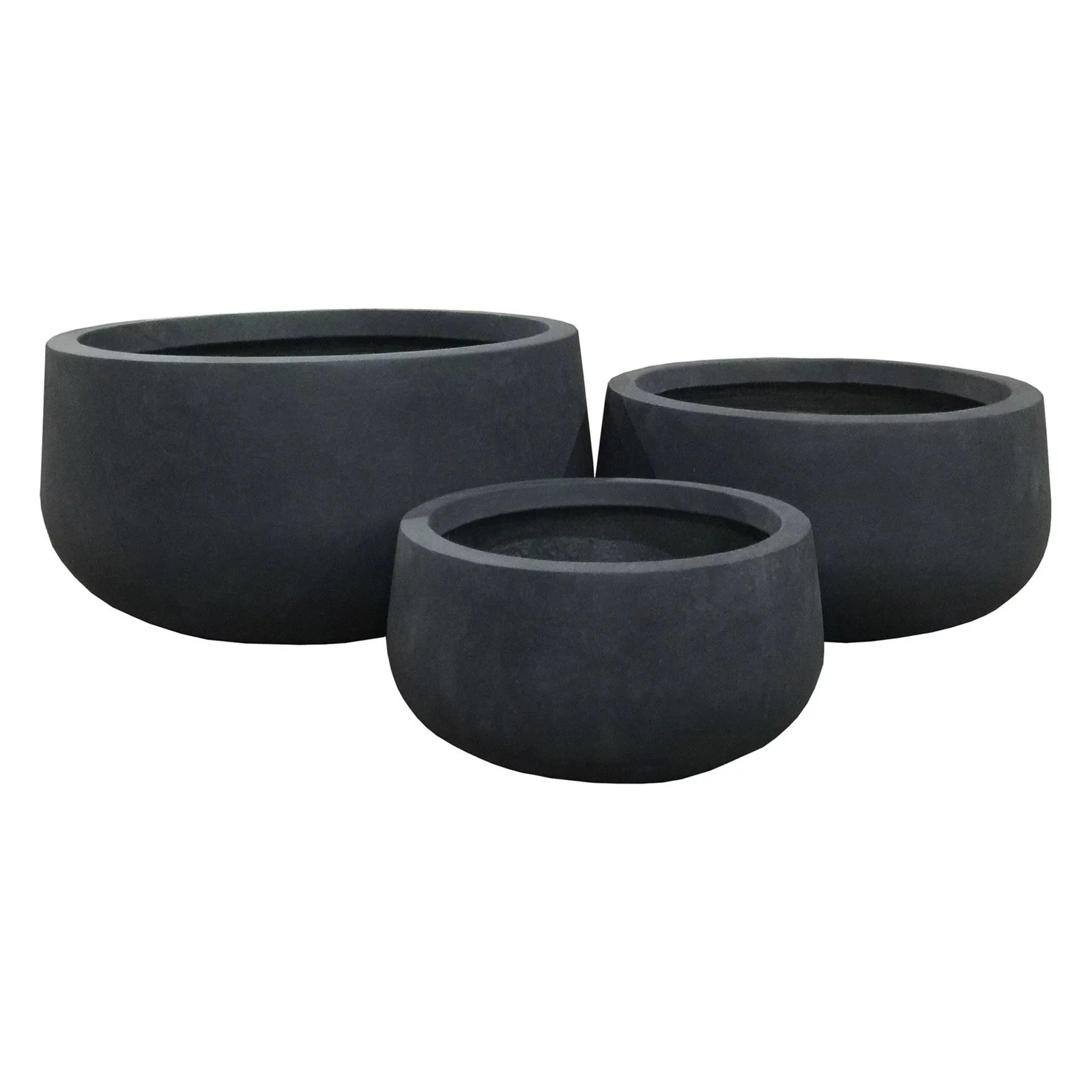 GUAGNDONG CREATIVE STONE GARDEN DECORATION CO.,LTD Durx-litecrete Lightweight Concrete Modern Low Bowl Cement Planter-Set of 3 - 19.7'x19.7'x9.8'