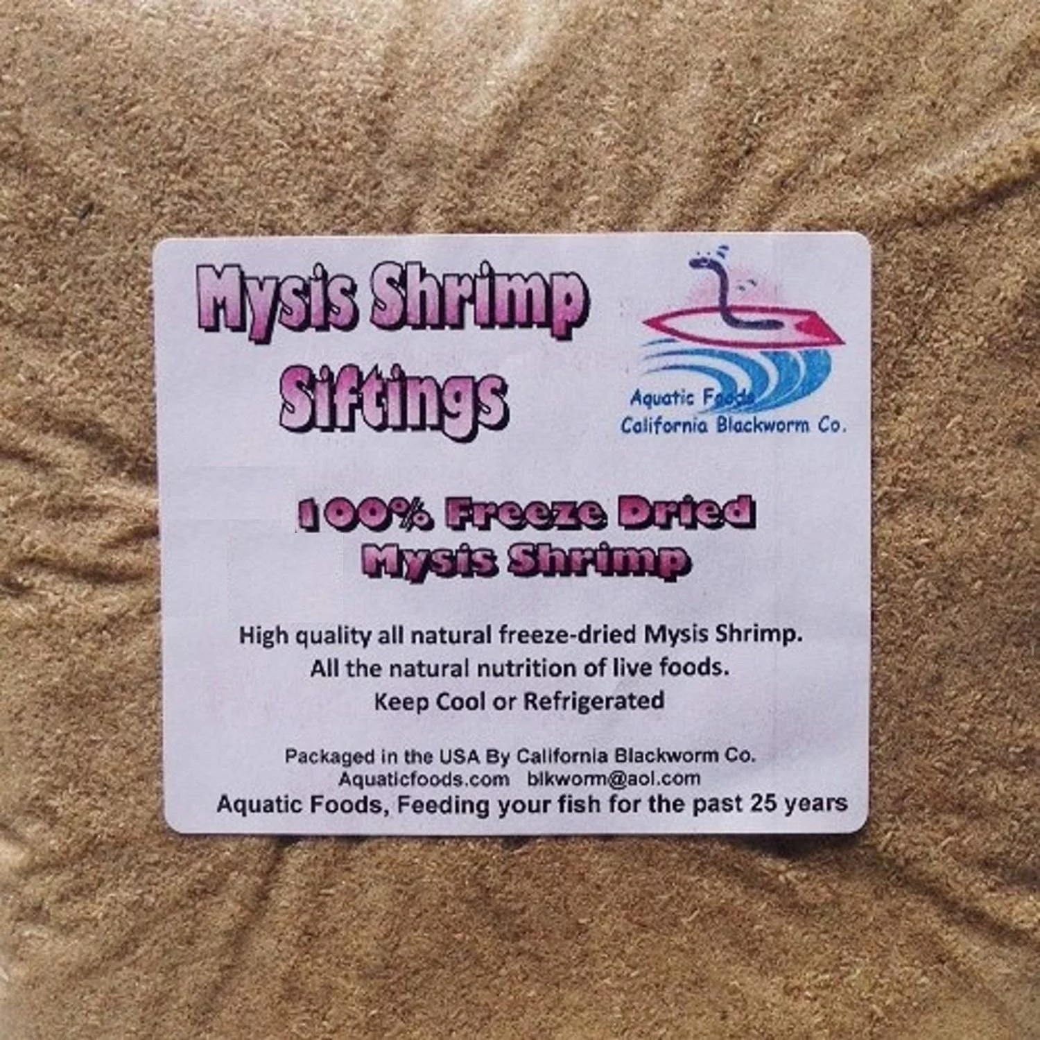 Aquatic Foods Freeze Dried Mysis Shrimp Fine Powder Siftings 1-lb - Perfect for the DIY Fish Food Maker.