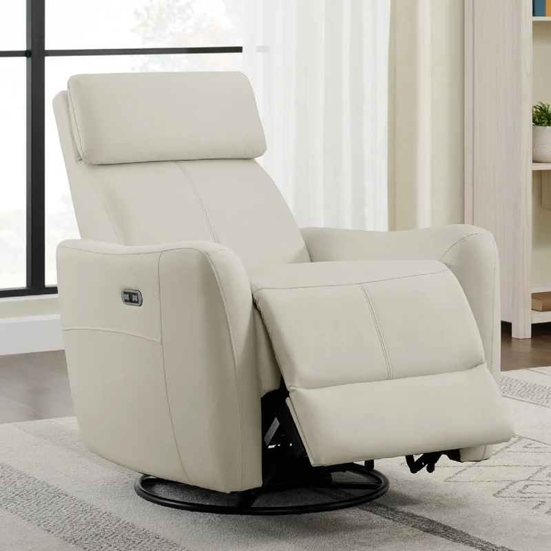 Power Swivel Glider Recliner Nursing Chair Recliner with USB Ports, Coconut Milk