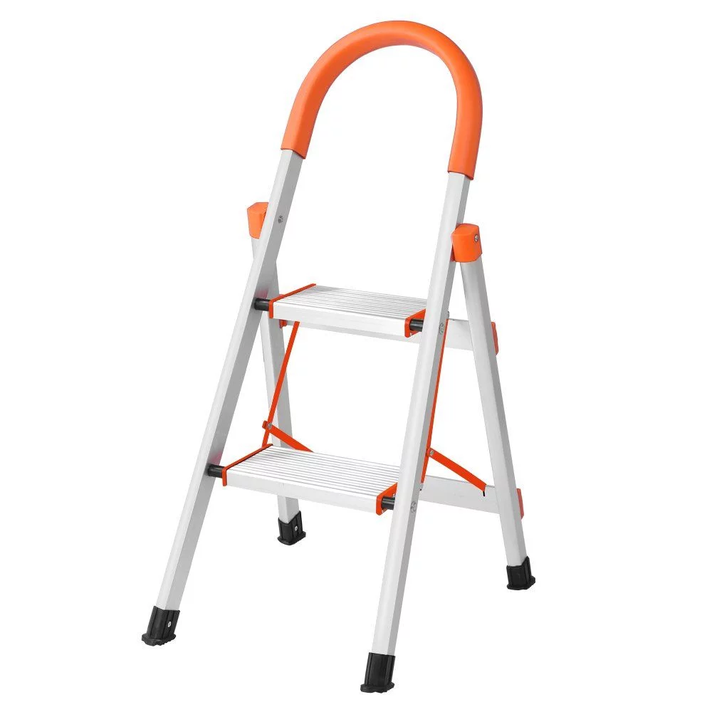 OROPY Folding Step Stools Collapsible Portable Heavy Duty Sturdy 2 Step Ladder, Anti-Slip 330lbs Capacity Metal Ladder for Adults,Kids,seniors For Kitchen,Bathroom,Toilet and High beds