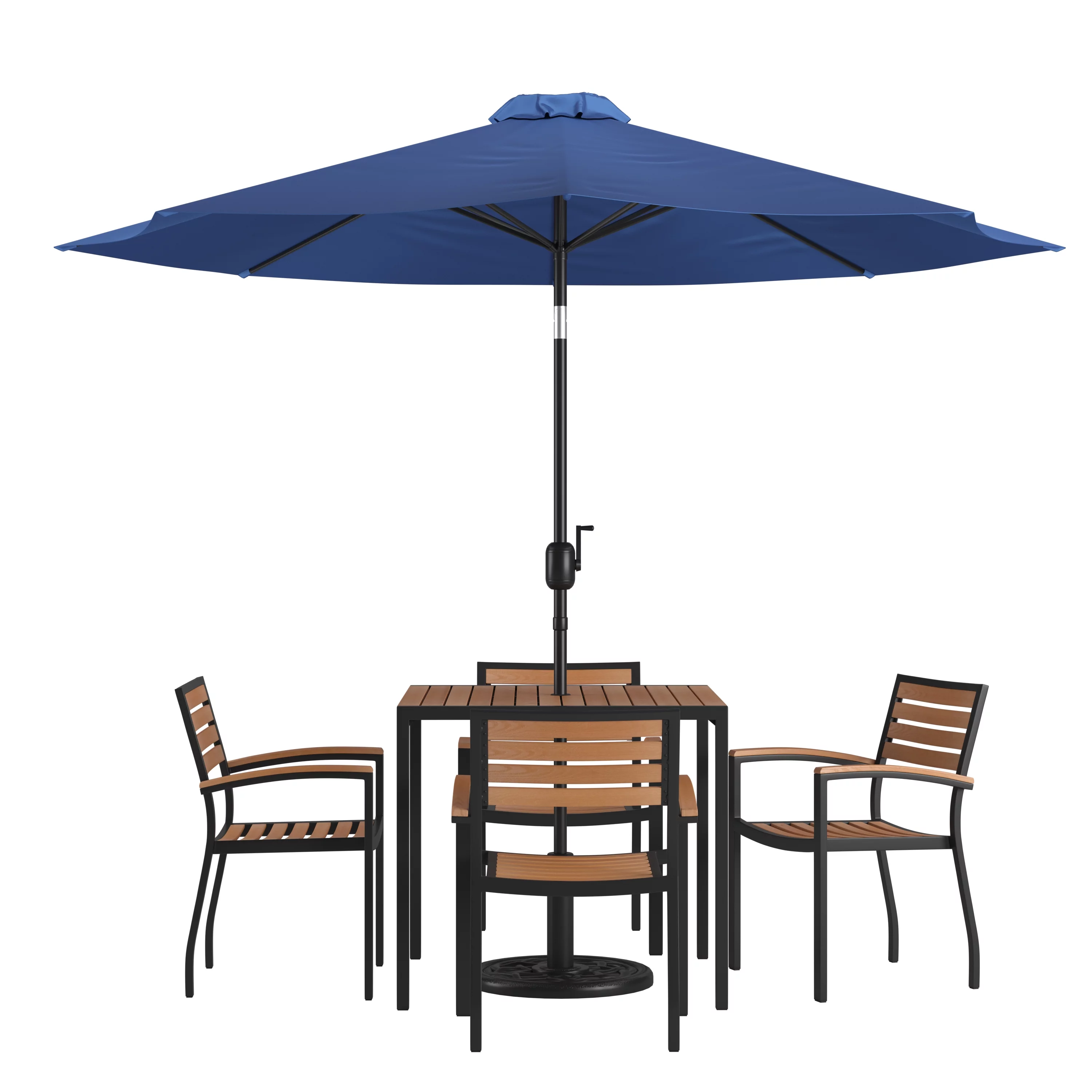 Merrick Lane Seven Piece Faux Teak Patio Dining Set Includes 35