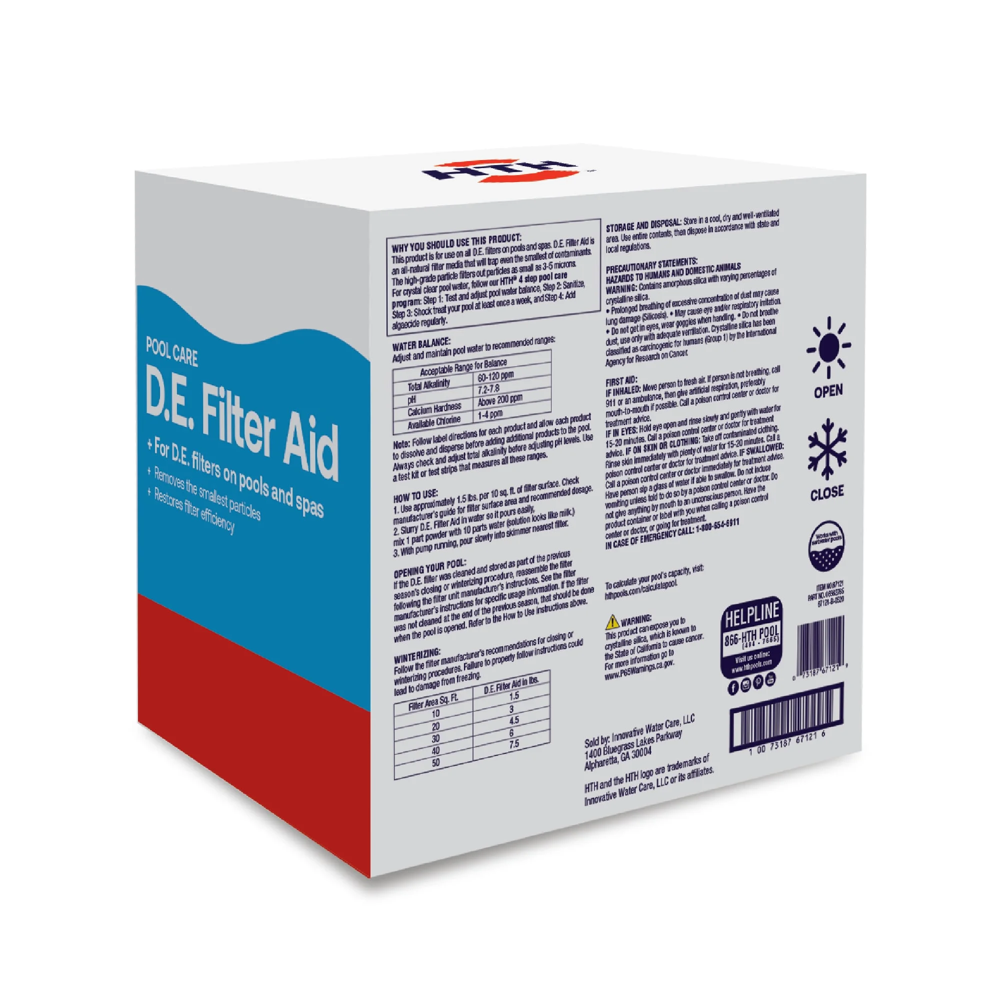 HTH Pool Care D.E. Filter Aid for Swimming Pools, Powder, 10lb