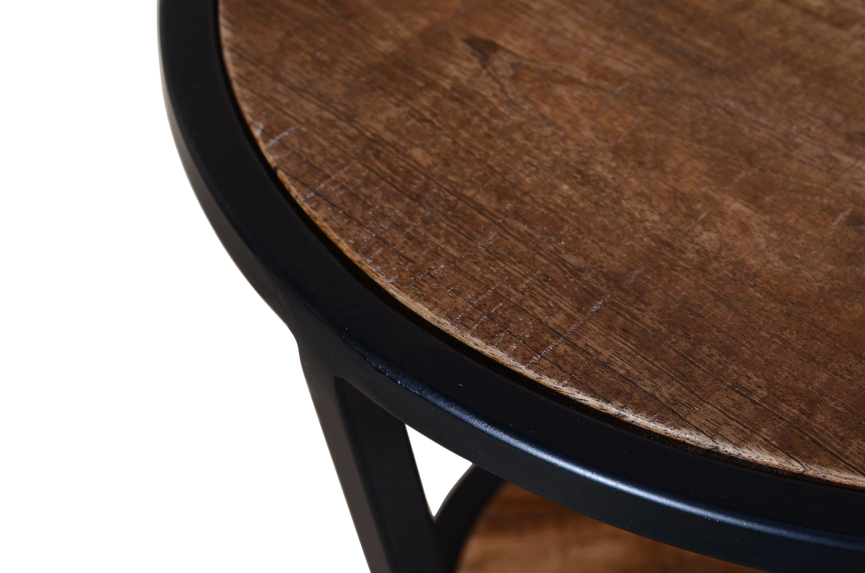 Edenbrook Urban Round Metal 3-Tier Accent Side Table, Black Base with Brown Wood Top