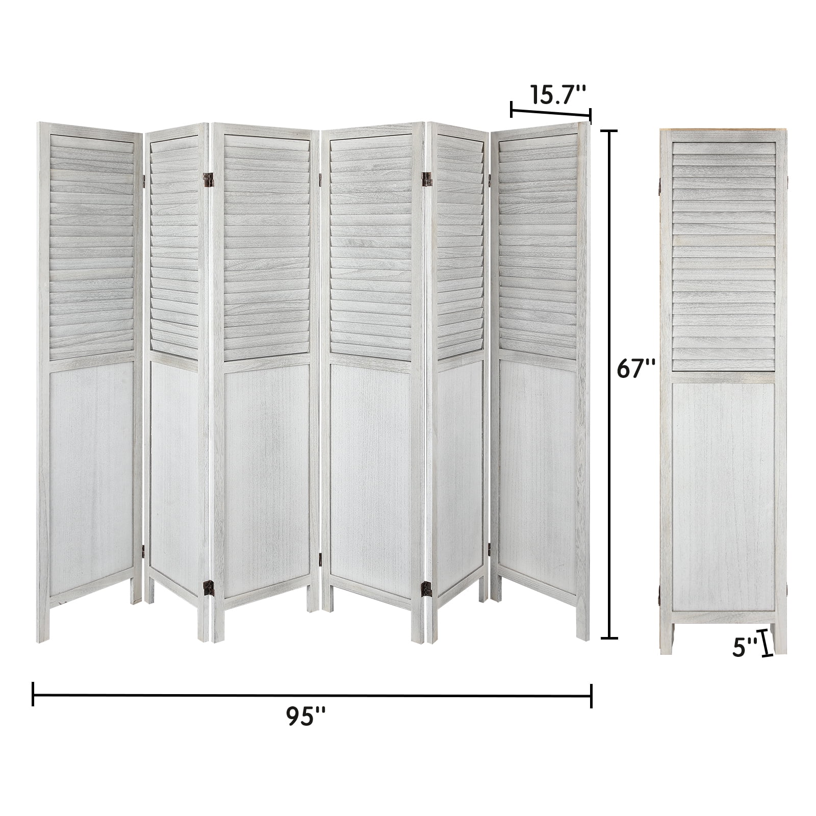 Fionafurn 6 Panel Room Divider with Chalkboard Panels Folding Partition Room Privacy Screen Fully Assembled, Natural