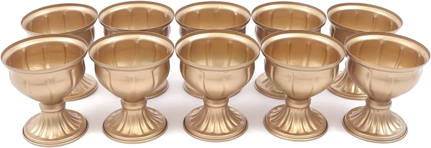 Fichiouy 10*Golden Vases Flower Vase Stand Golden Wedding Table Top Centerpiece DIY