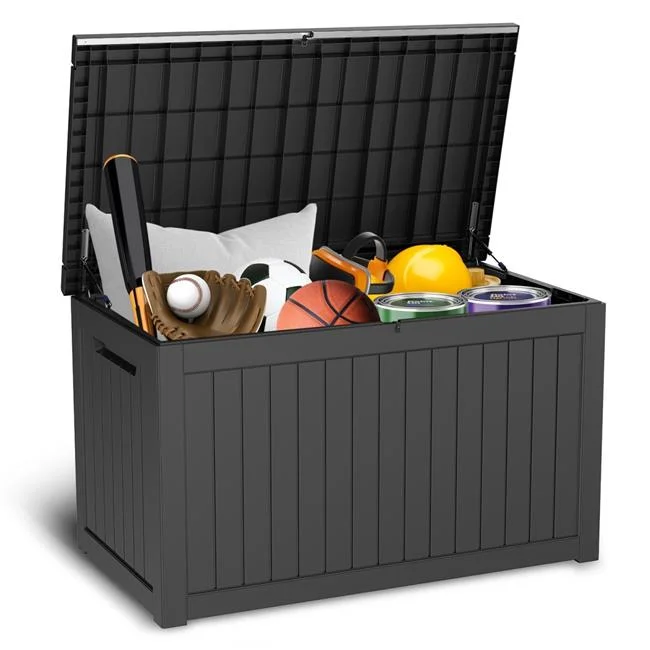 Direct Wicker  230 Gallon Deck Box,Large Outdoor Storgae Box for Patio Furniture, Lockable (Black)