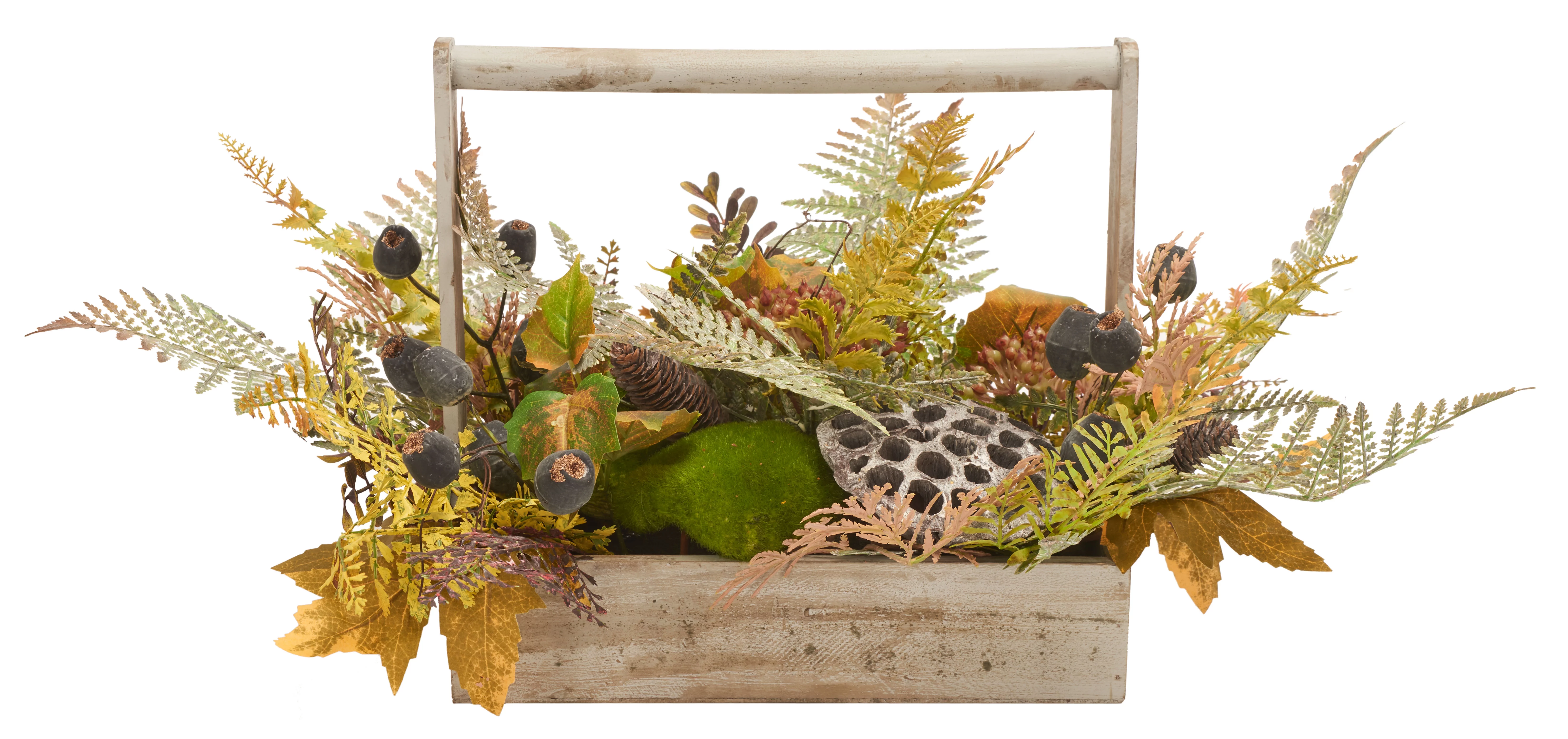 SAFAVIEH Faux 25 Inch Lotus & Fern Wood Planter, Multi