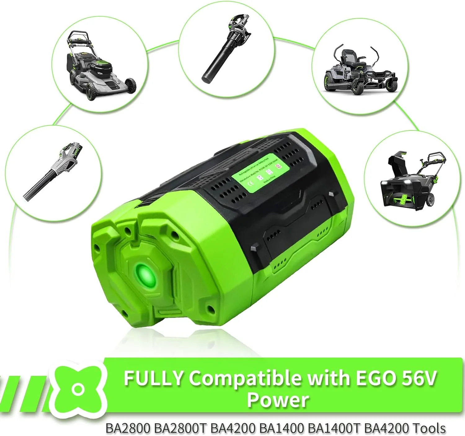 9000mAh High Capacity Replacement for EGO 56V Battery BA2800 BA4200T BA4200 BA1400 BA2800T BA5600T